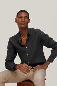 Pedro del Hierro Plain linen shirt Black