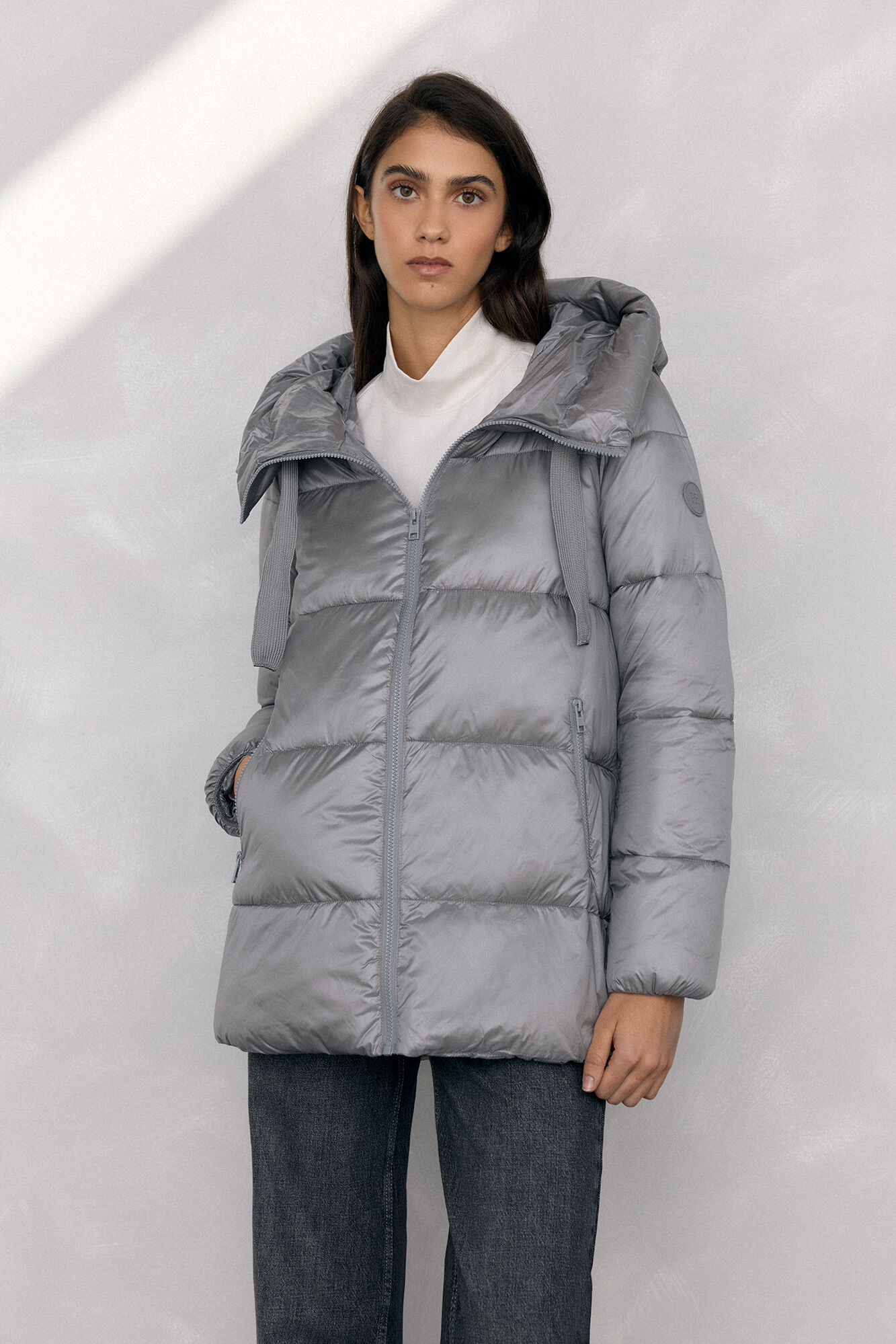 Pedro del Hierro Parka curta capuz Cizento