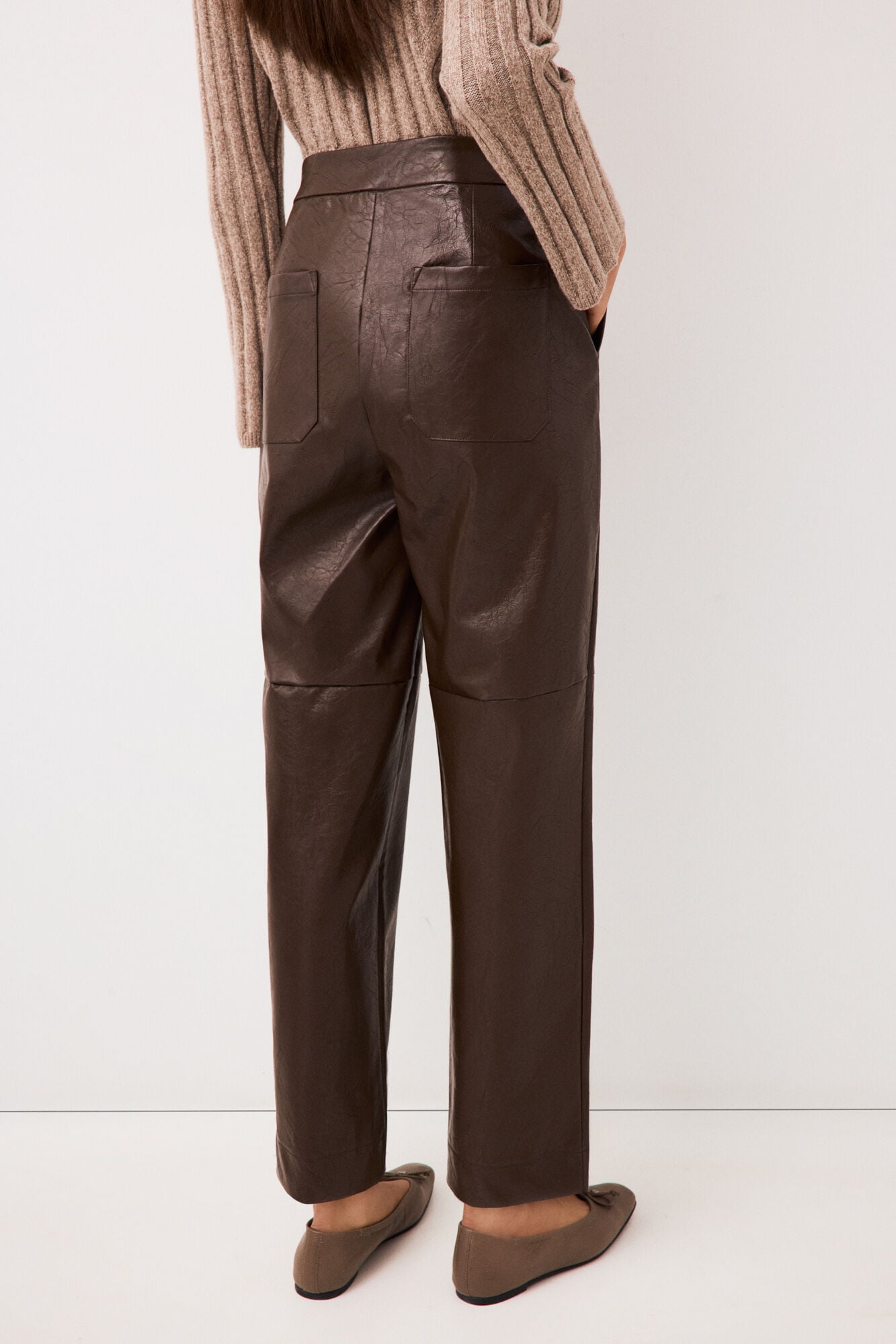 Pedro del Hierro Faux leather trousers Brown