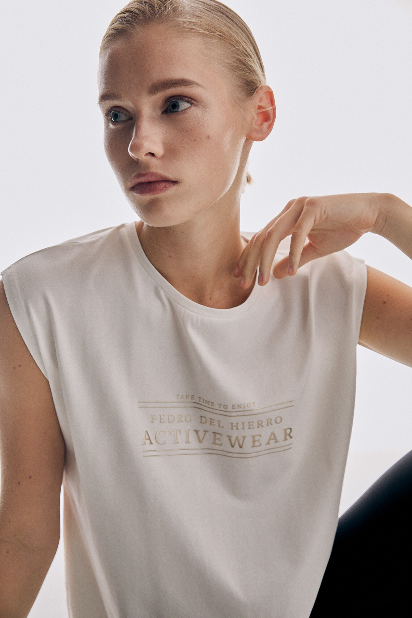 Pedro del Hierro Fluid slogan T-shirt Beige