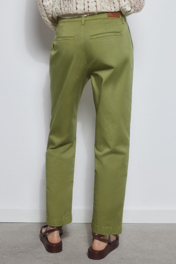 Pedro del Hierro Slim fit satin trousers Green