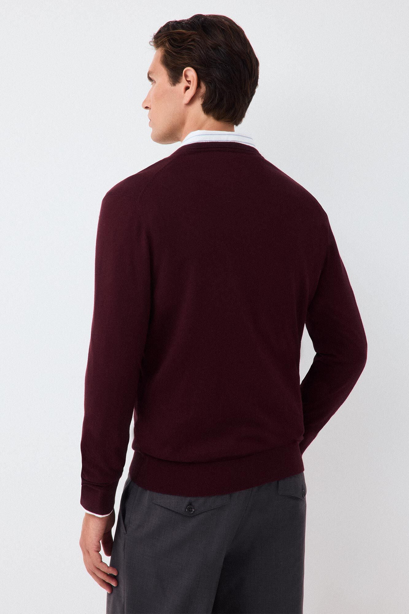 Pedro del Hierro Premium cotton silk cashmere knit jumper Burgundy