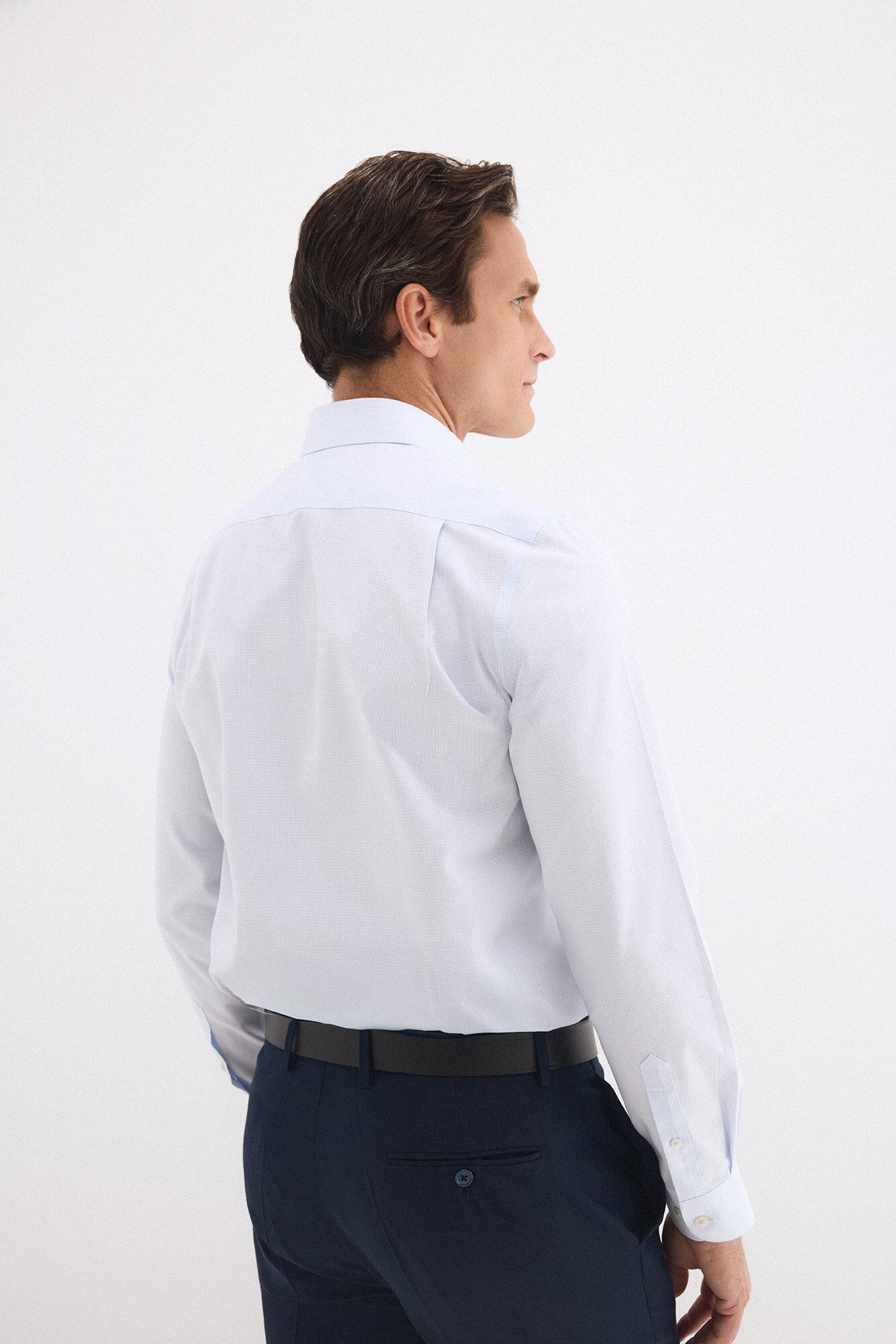 Pedro del Hierro Plaid non-iron stain-resistant dress shirt Blue