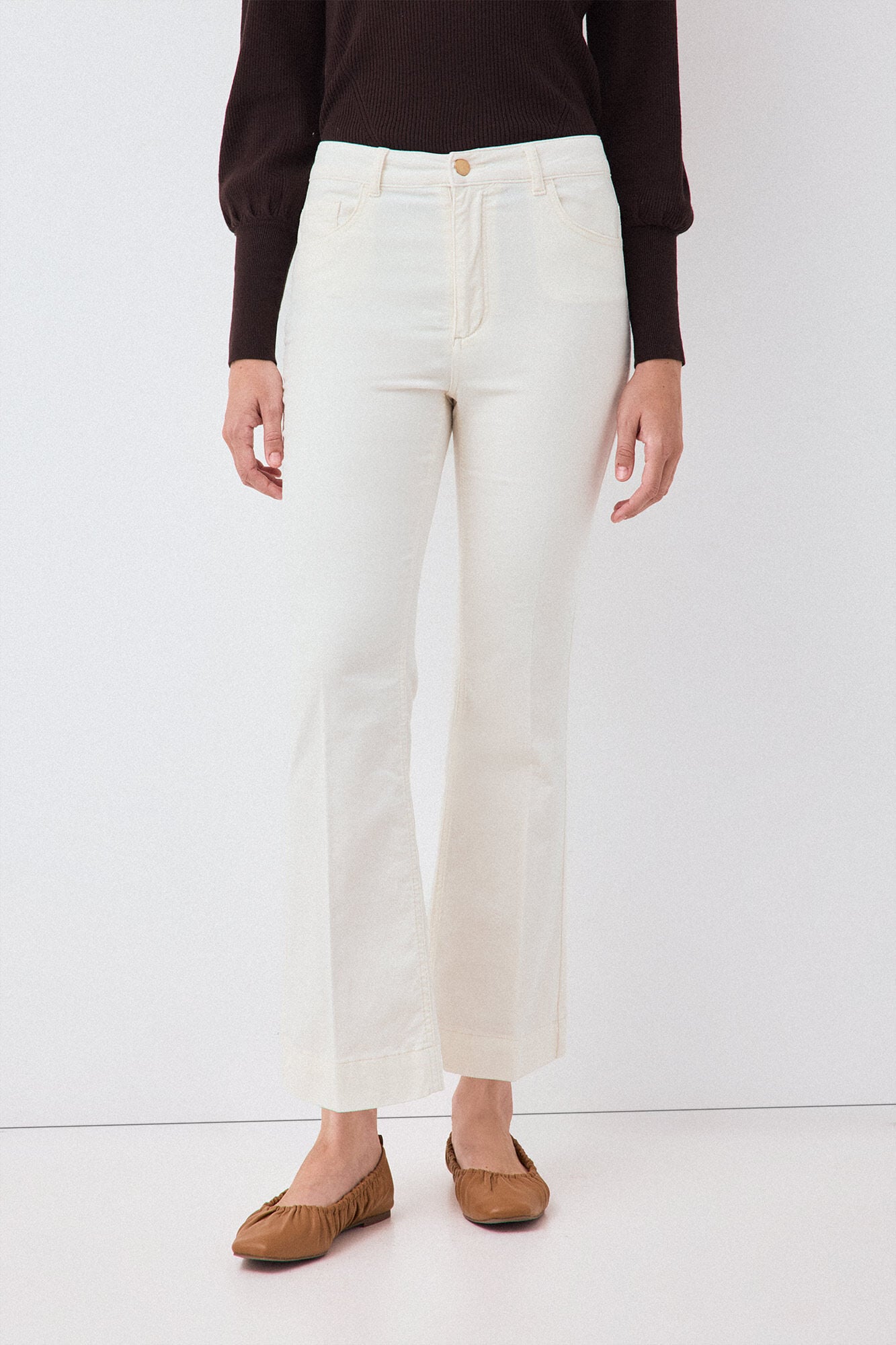 Pedro del Hierro Pantalones flare cropped velvet