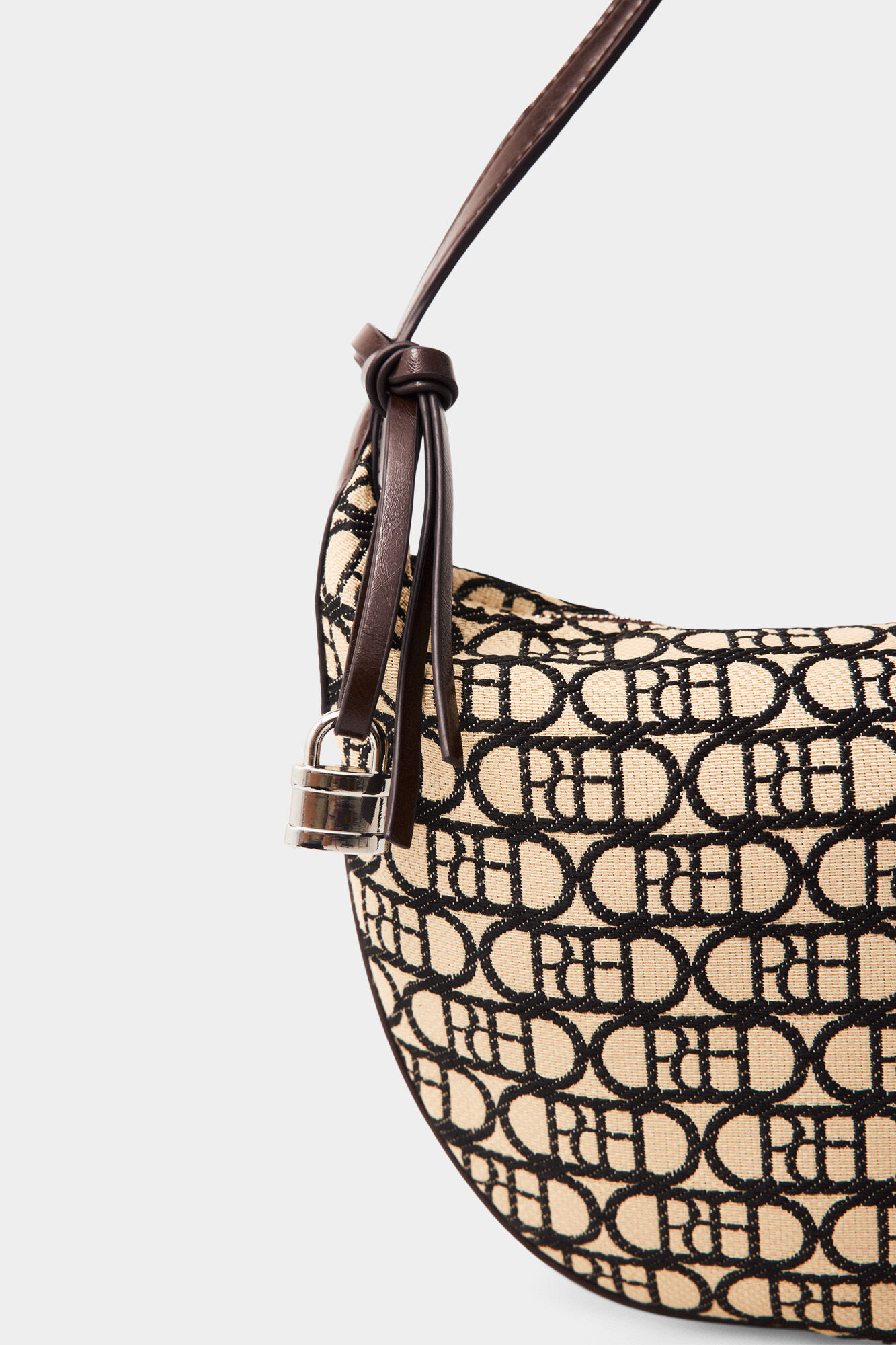 Pedro del Hierro Logo half-moon handbag Beige