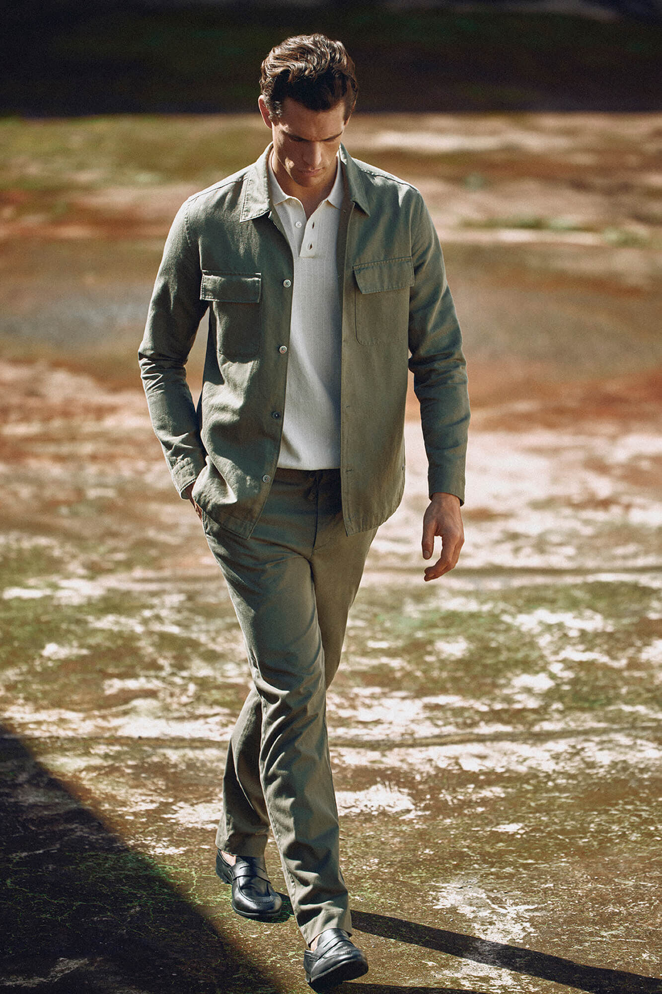 Pedro del Hierro Cotton linen plain overshirt