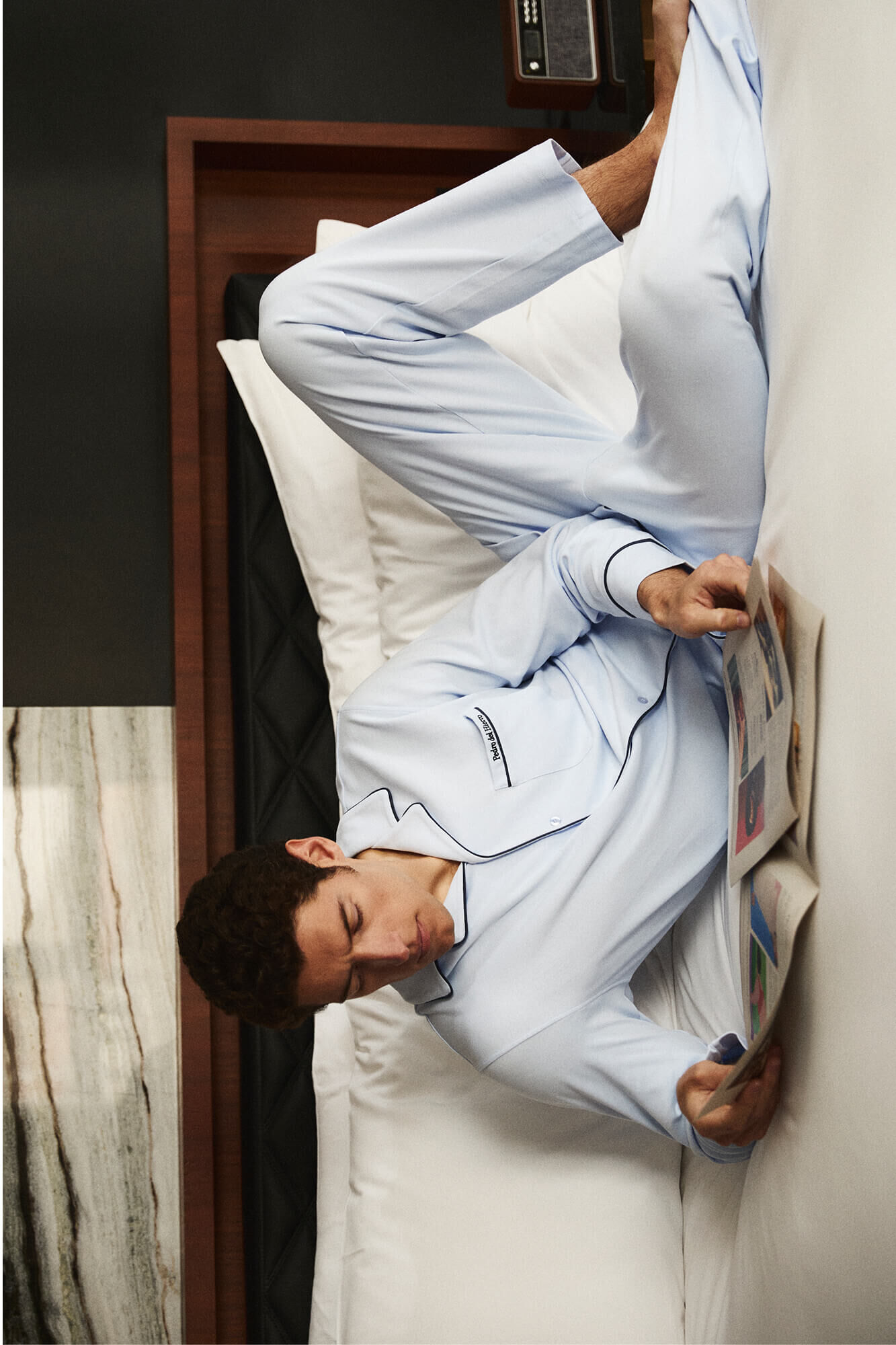 Pedro del Hierro Camisa de pijama de manga comprida em algod&atilde;o espanhol