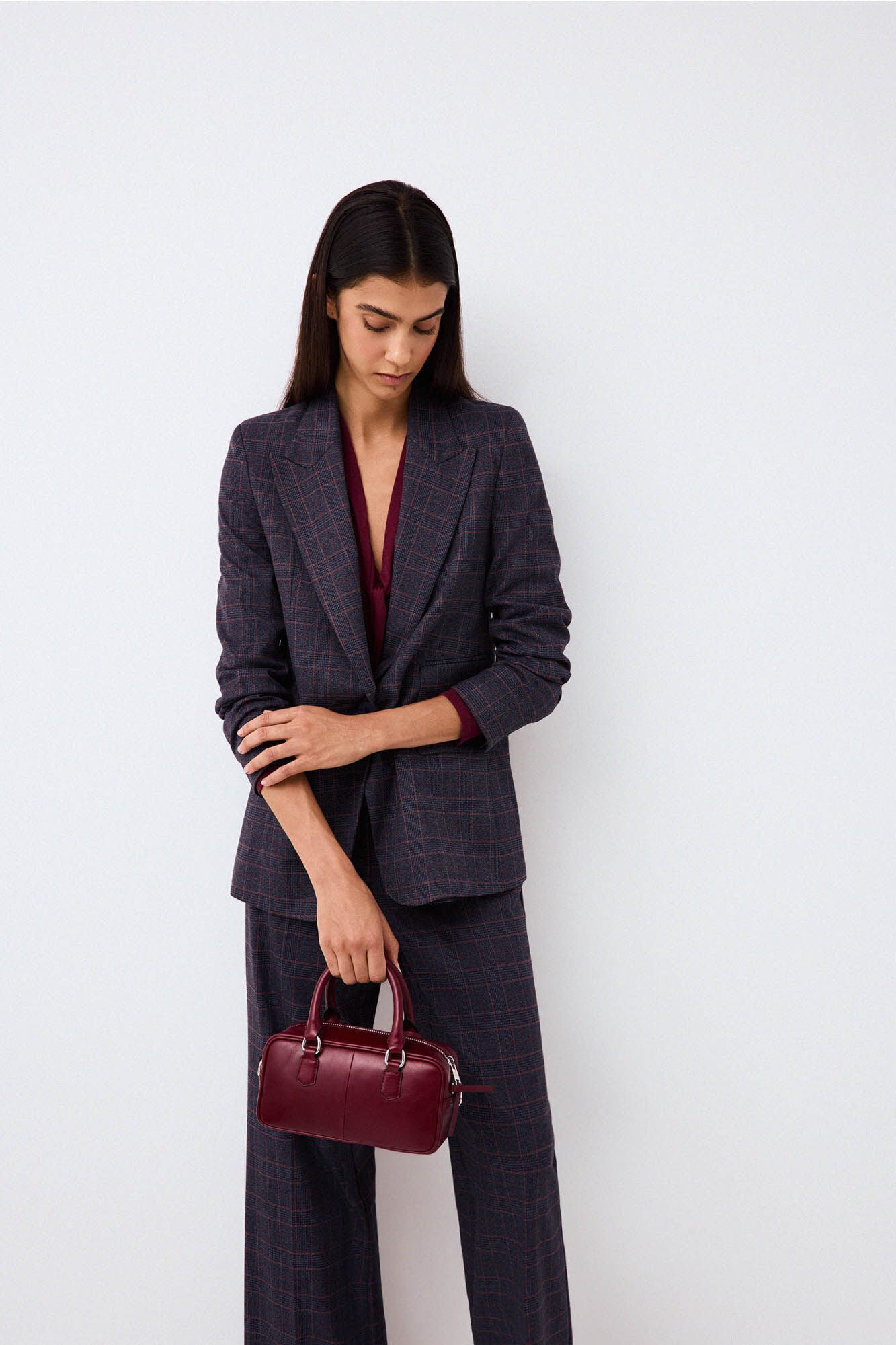 Pedro del Hierro Checked fitted blazer