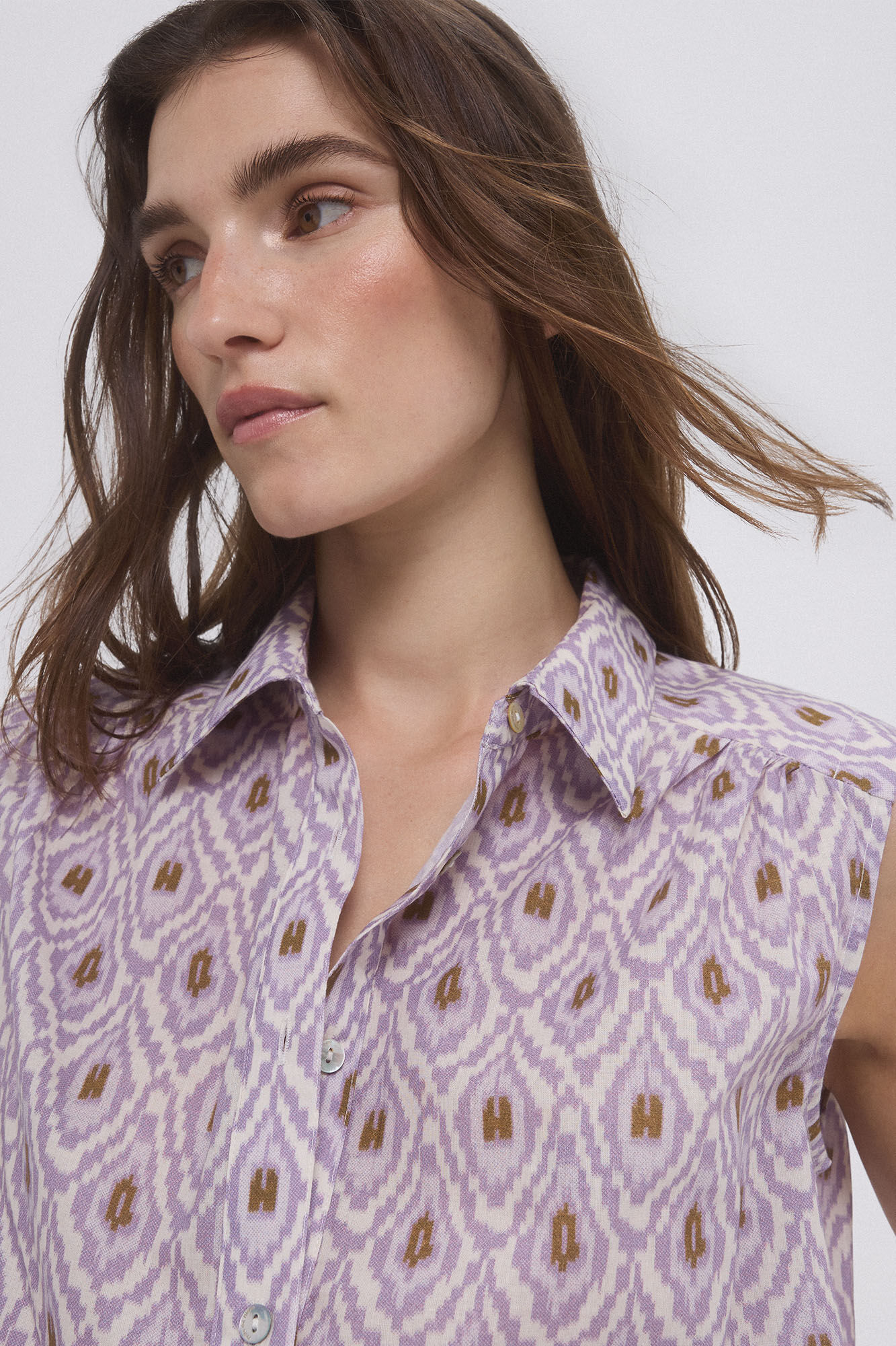 Pedro del Hierro Camisa impressa sem mangas P&uacute;rpura