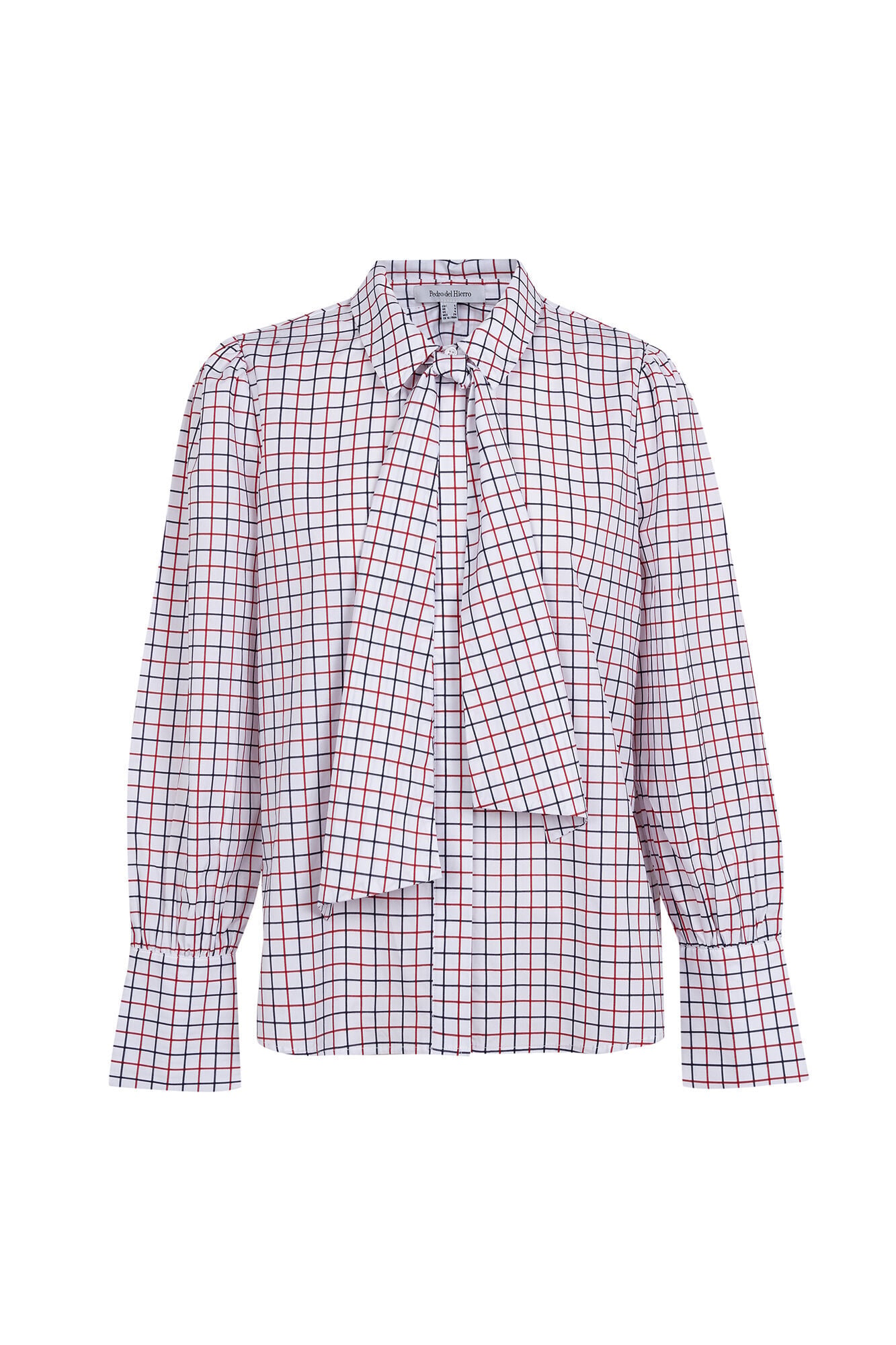 Pedro del Hierro Plaid tie blouse Red