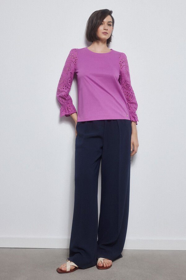 Pedro del Hierro T-shirt with elbow length sleeves Purple