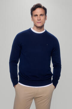 Pedro del Hierro Jersey algodón premium cuello redondo Blue