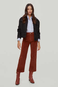 Pedro del Hierro Straight cropped corduroy trousers Brown