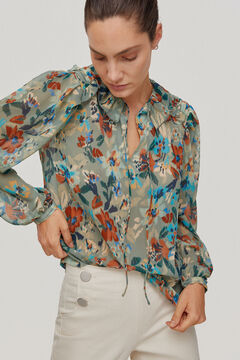 Pedro del Hierro Printed romantic blouse Brown