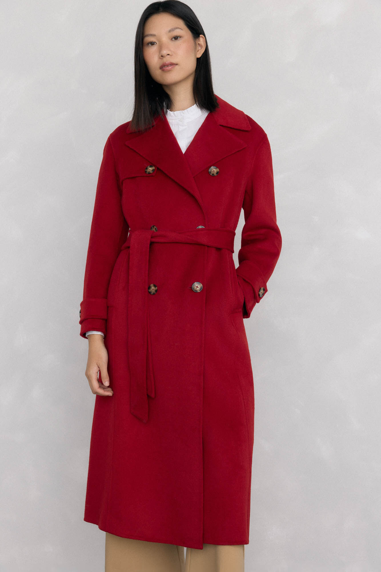 Pedro del Hierro Sobretudo longo de dois trench Vermelho