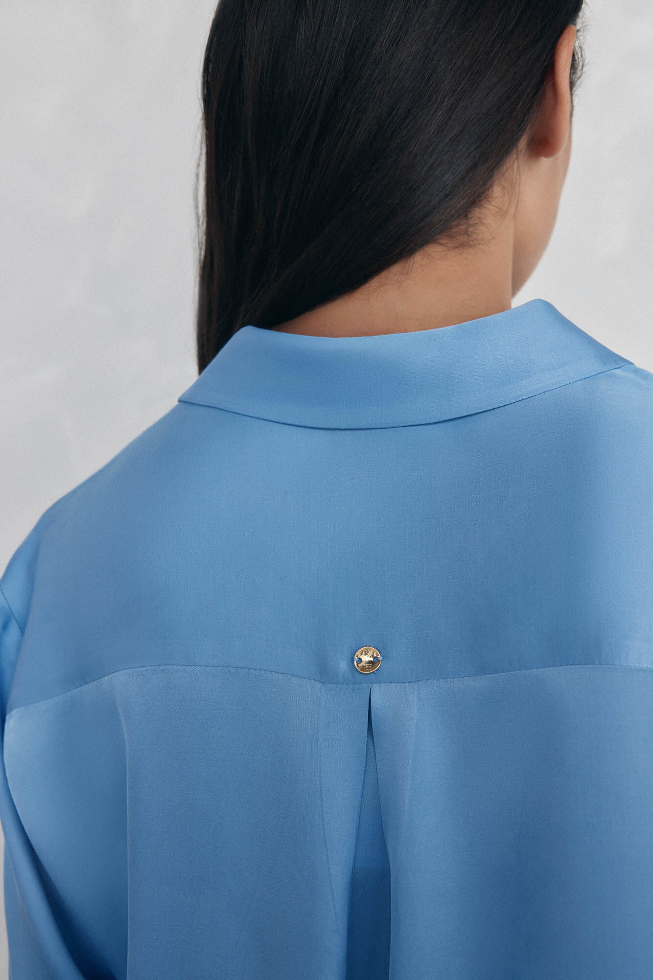 Pedro del Hierro Camisa sat&eacute;n lisa Azul