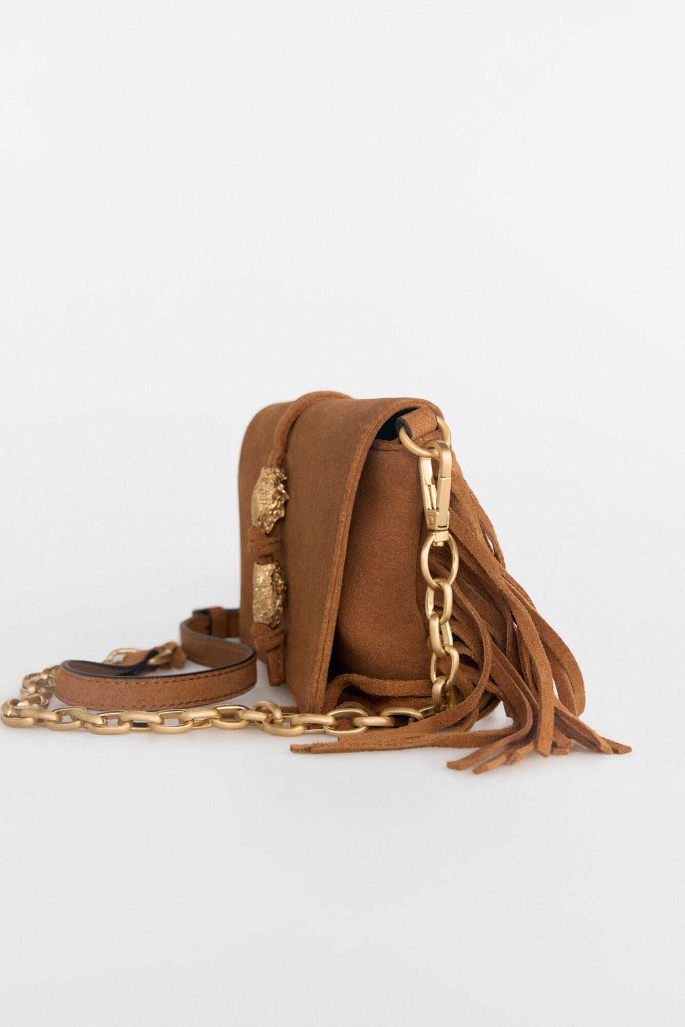 Pedro del Hierro Leather fringed crossbody Brown