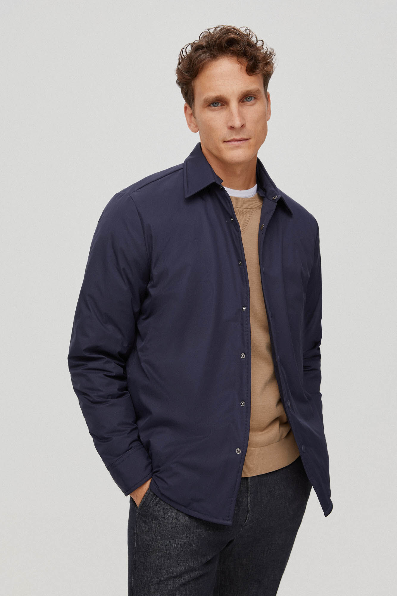 Pedro del Hierro Sobrecamisa con capucha Azul
