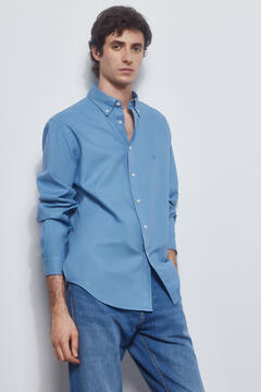 Pedro del Hierro camisa iconic oxford tingida Azul