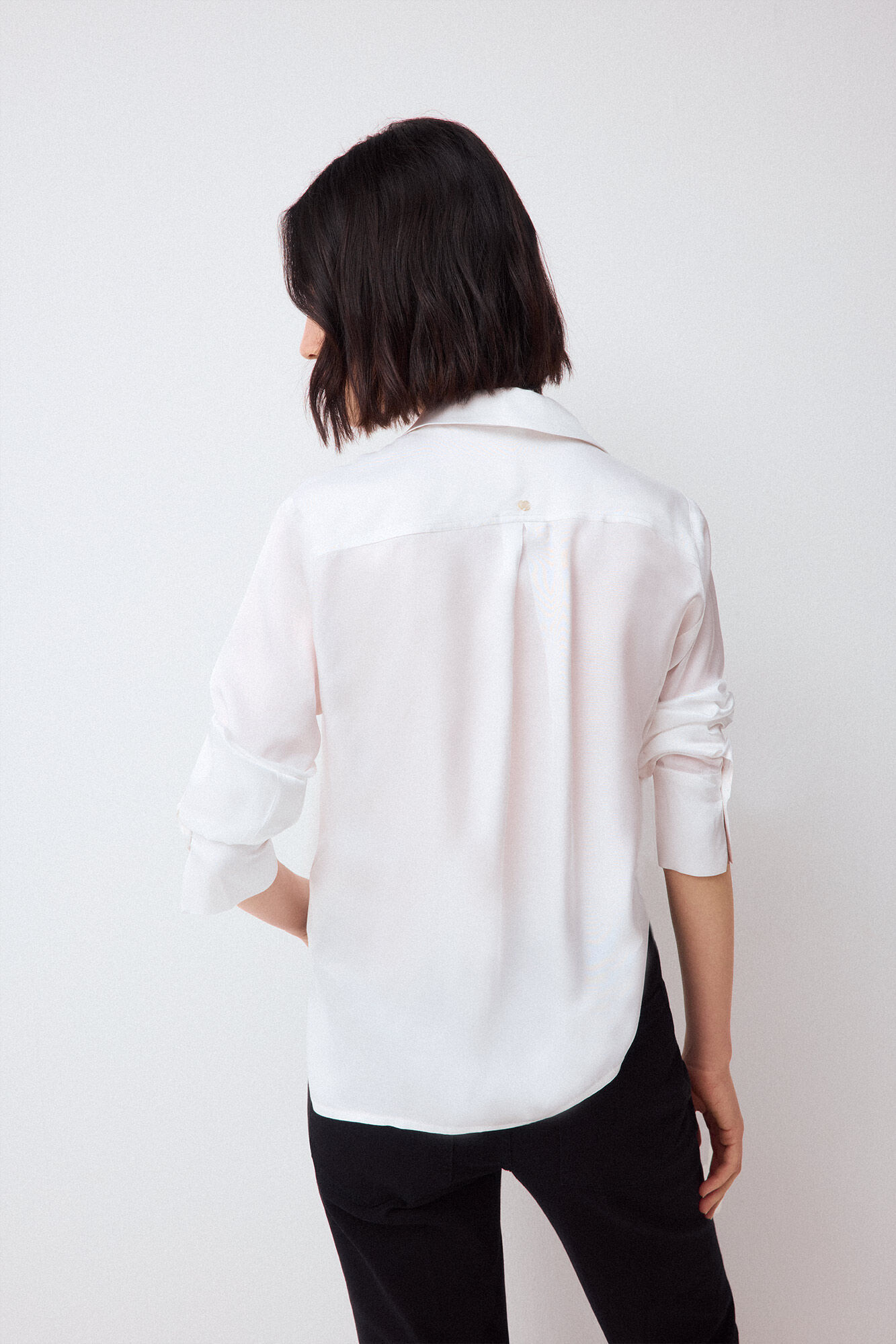 Pedro del Hierro Satin-finish basic shirt Ecru