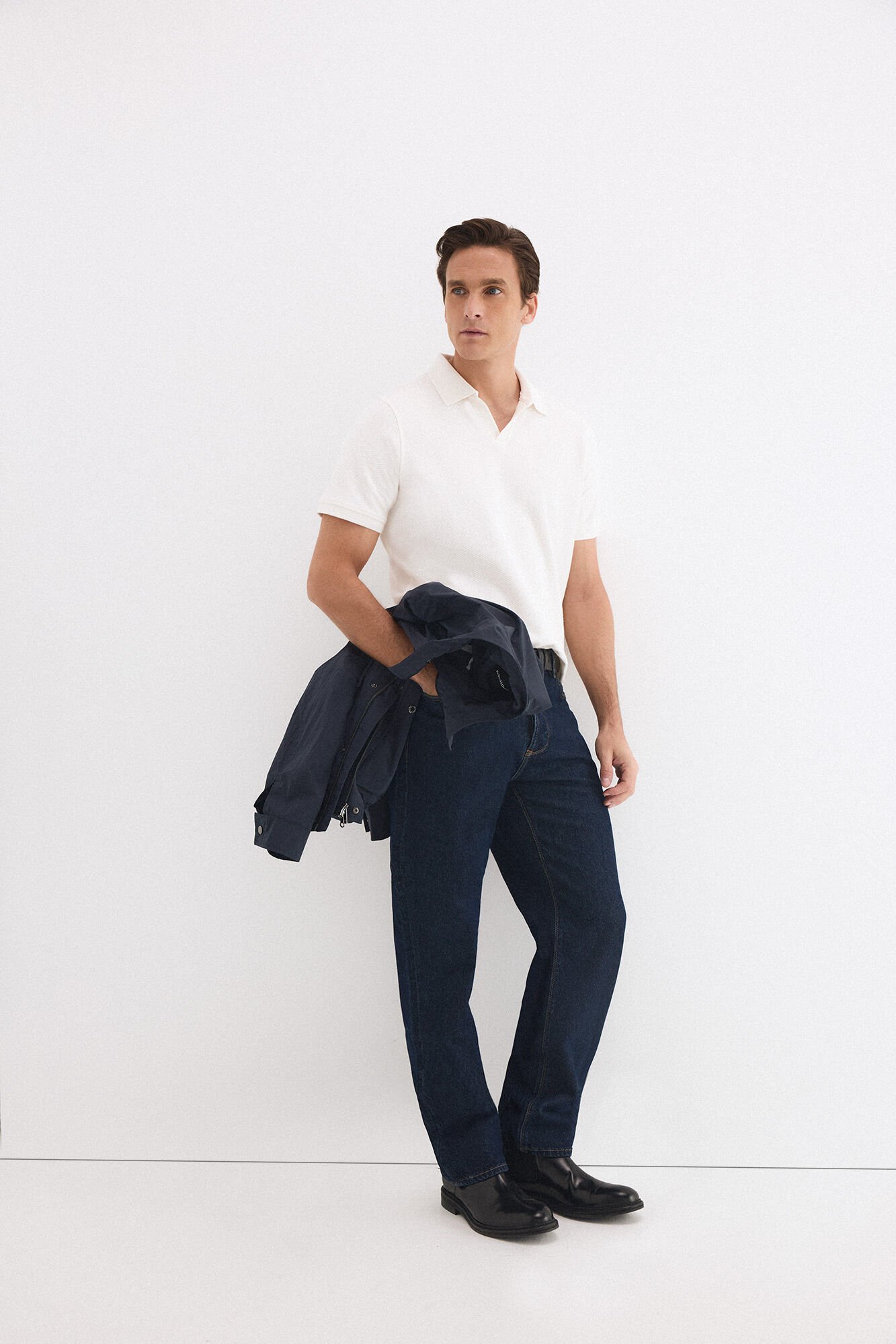 Pedro del Hierro Textured polo shirt Ecru