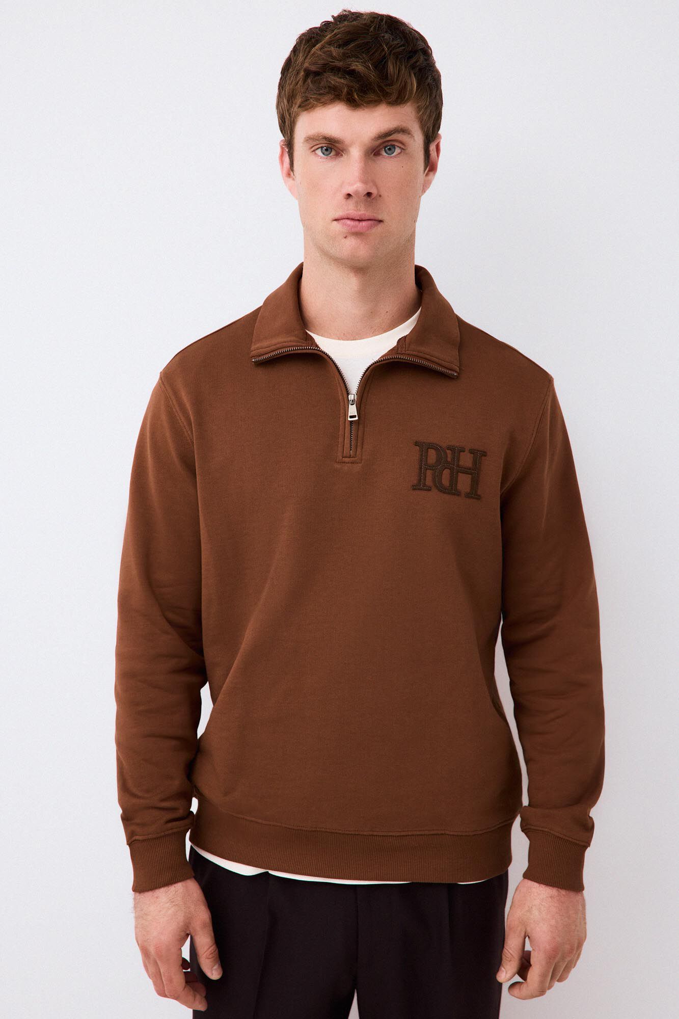 Pedro del Hierro Zip neck sweatshirt Brown