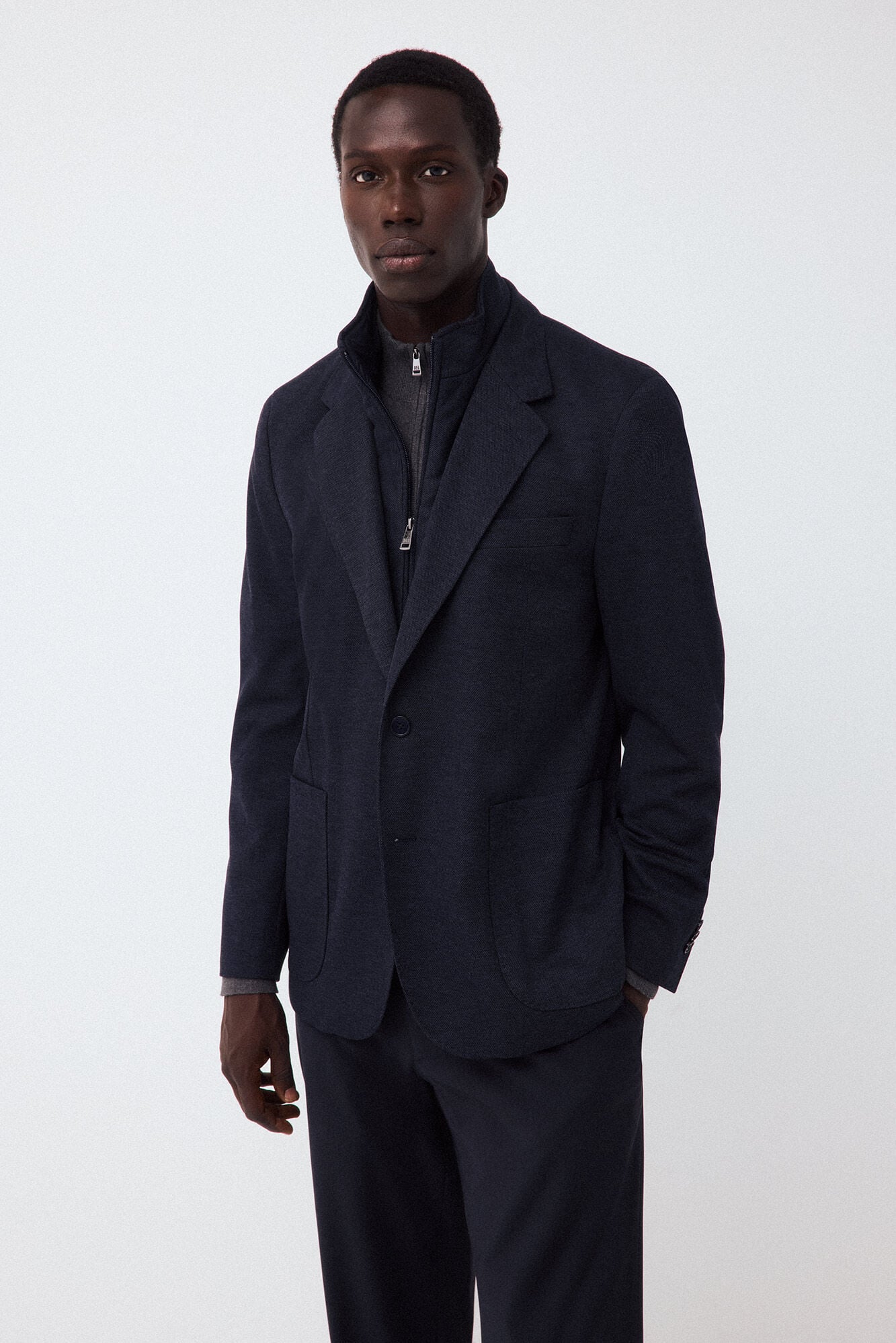 Pedro del Hierro Blazer de malha com abas remov&iacute;veis