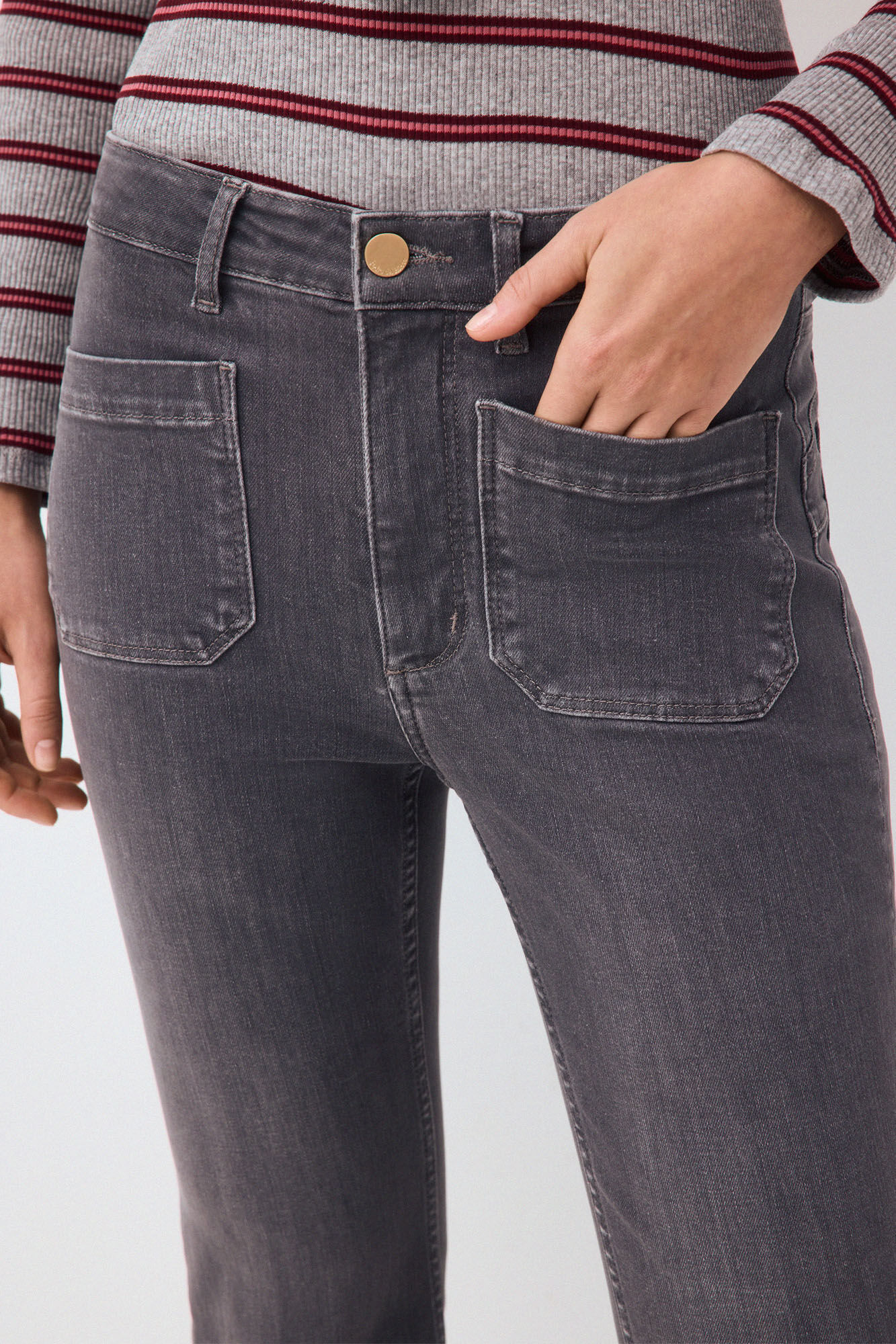 Pedro del Hierro Jeans push up flare capri Cizento