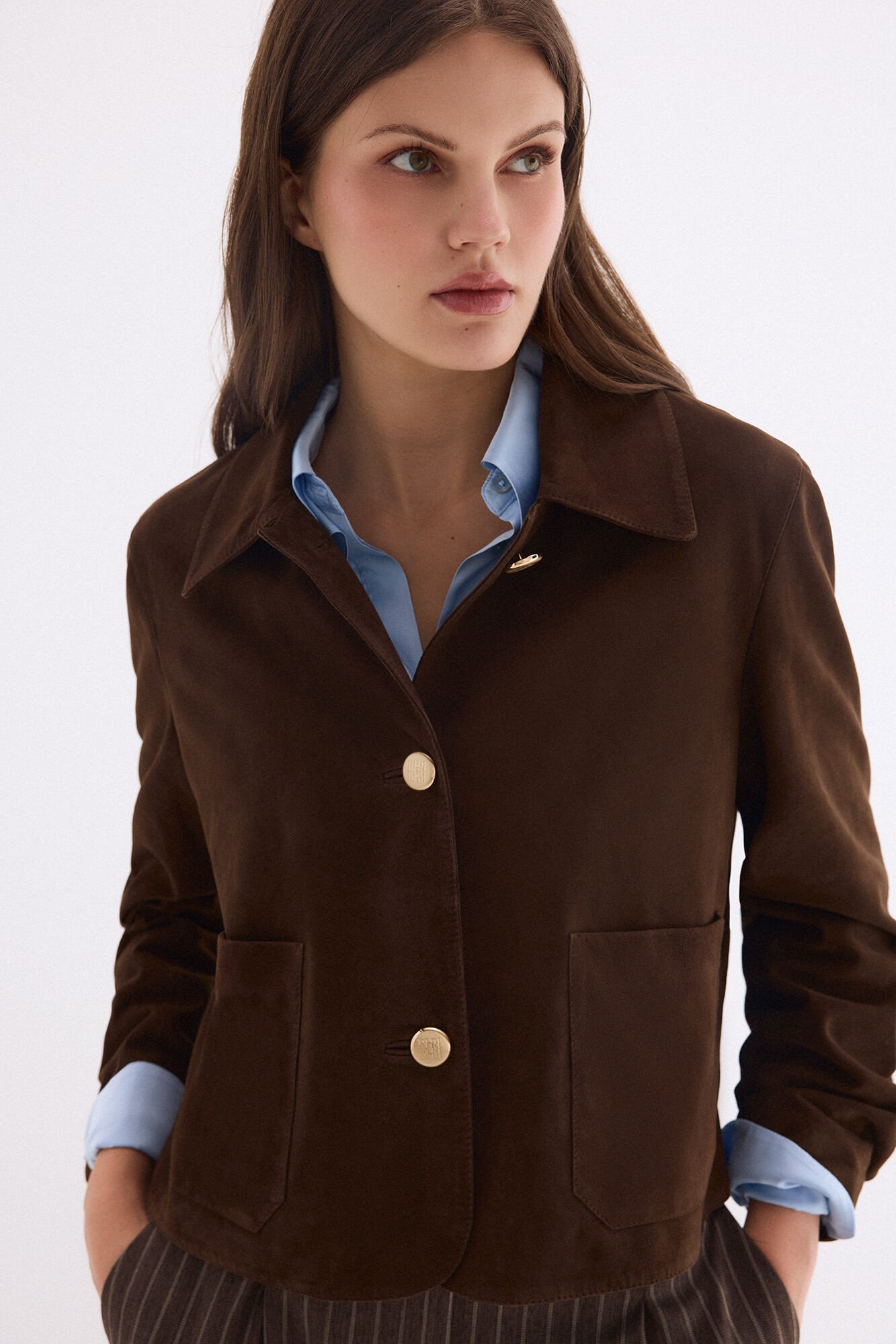 Pedro del Hierro Suede buttoned jacket