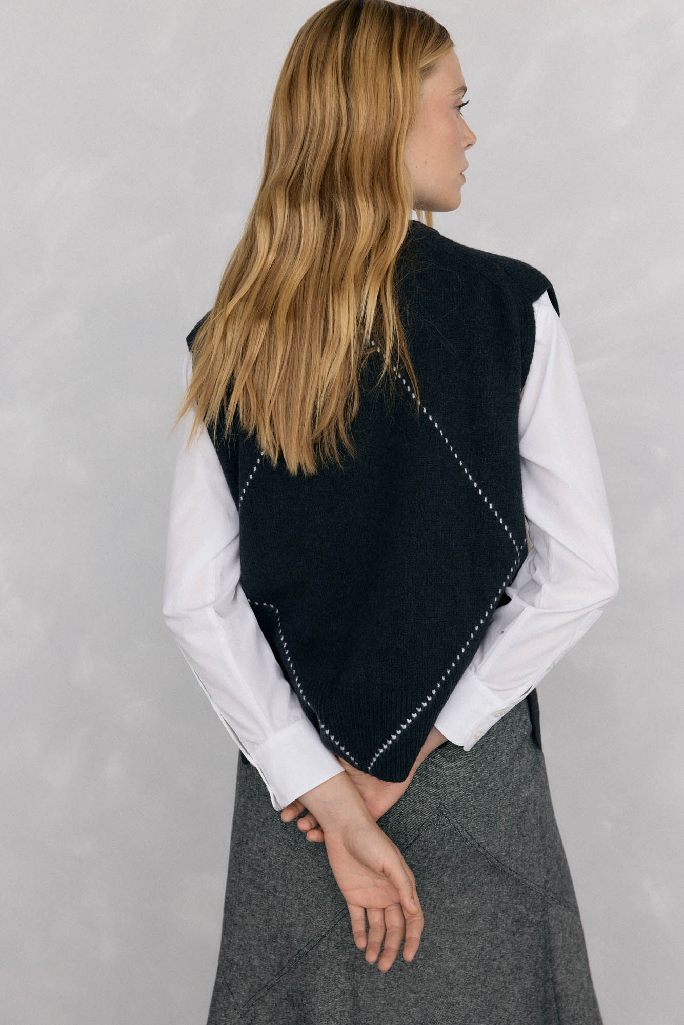 Pedro del Hierro Diamond jacquard vest Grey