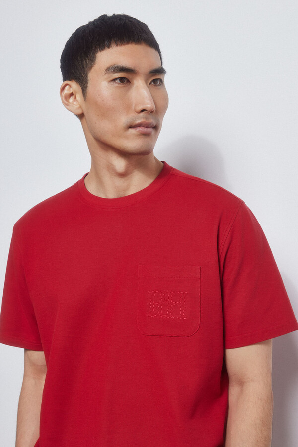 Pedro del Hierro Piqué T-shirt with pocket Red