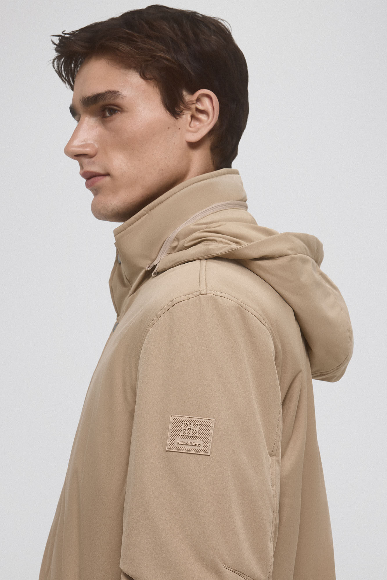 Pedro del Hierro Waterproof raincoat with detachable hood Beige