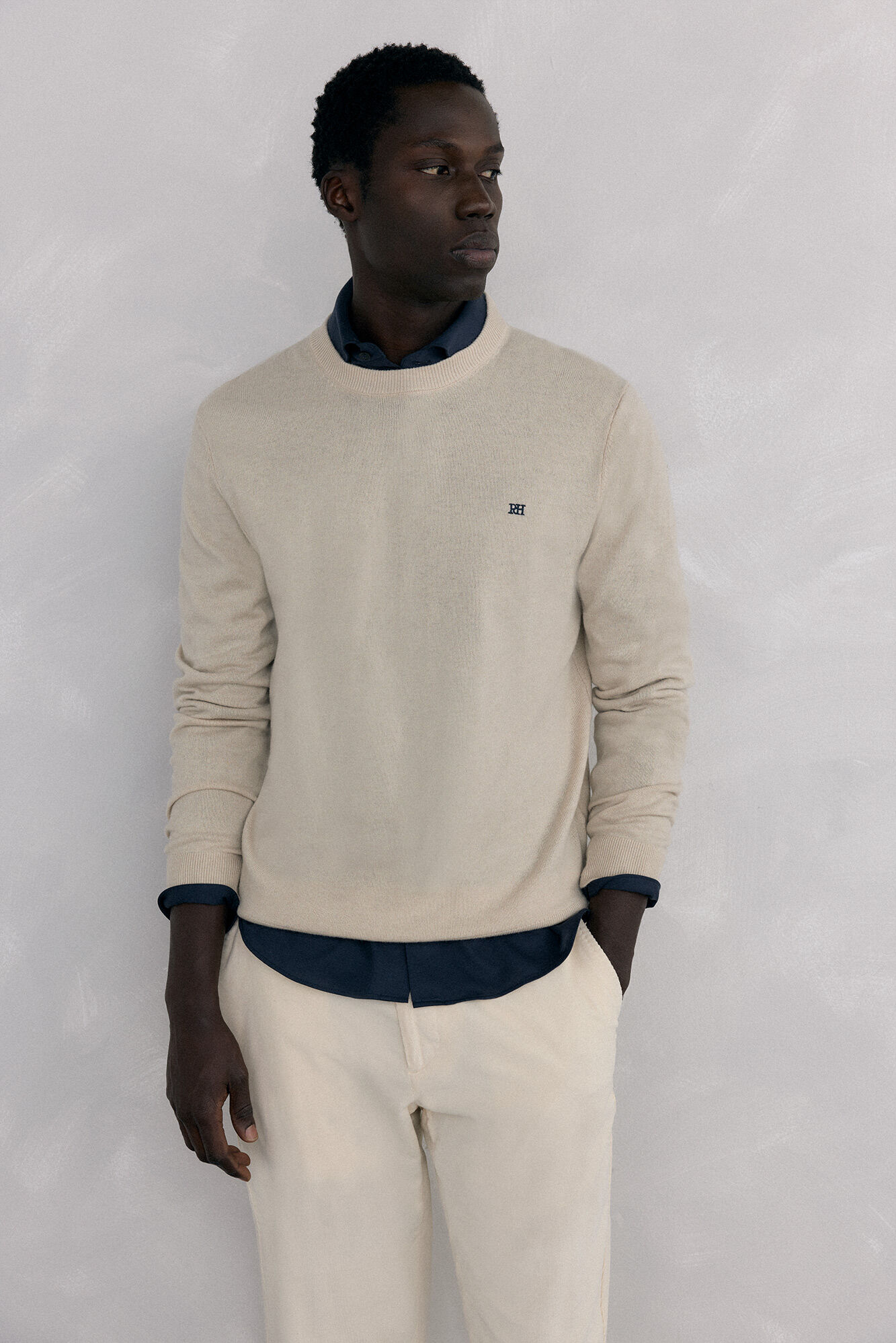 Pedro del Hierro Merino wool and cashmere crew neck sweater