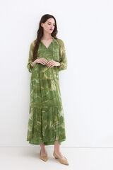 Pedro del Hierro Romantic long printed dress Green