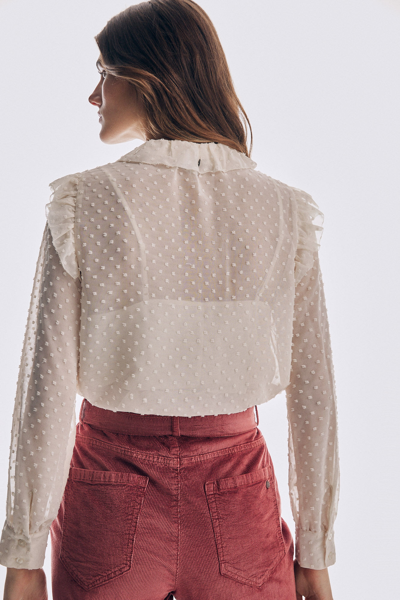 Pedro del Hierro Dot tulle romantic blouse Beige