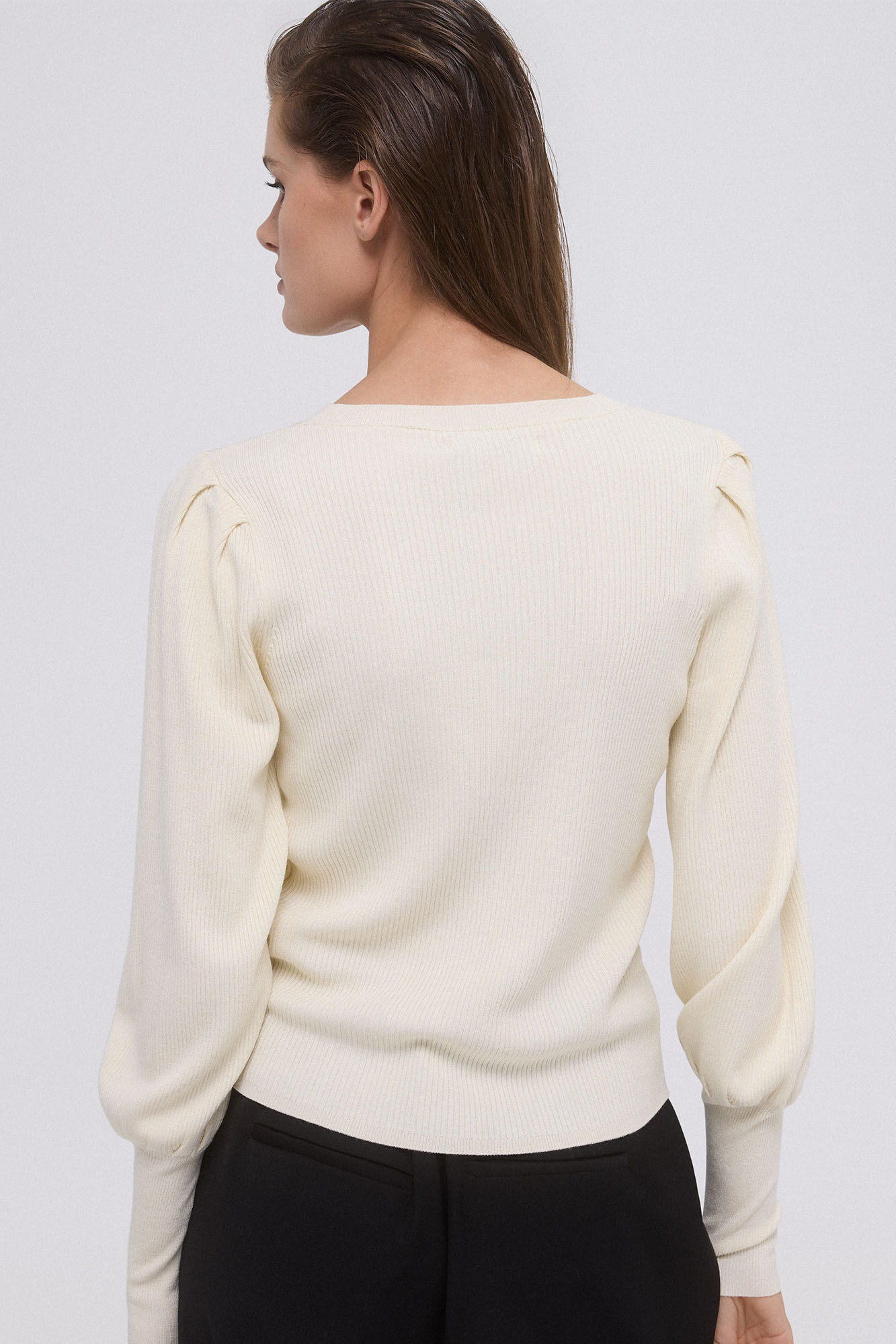 Pedro del Hierro Jersey canal&eacute; manga abullonada l&uacute;rex Beige