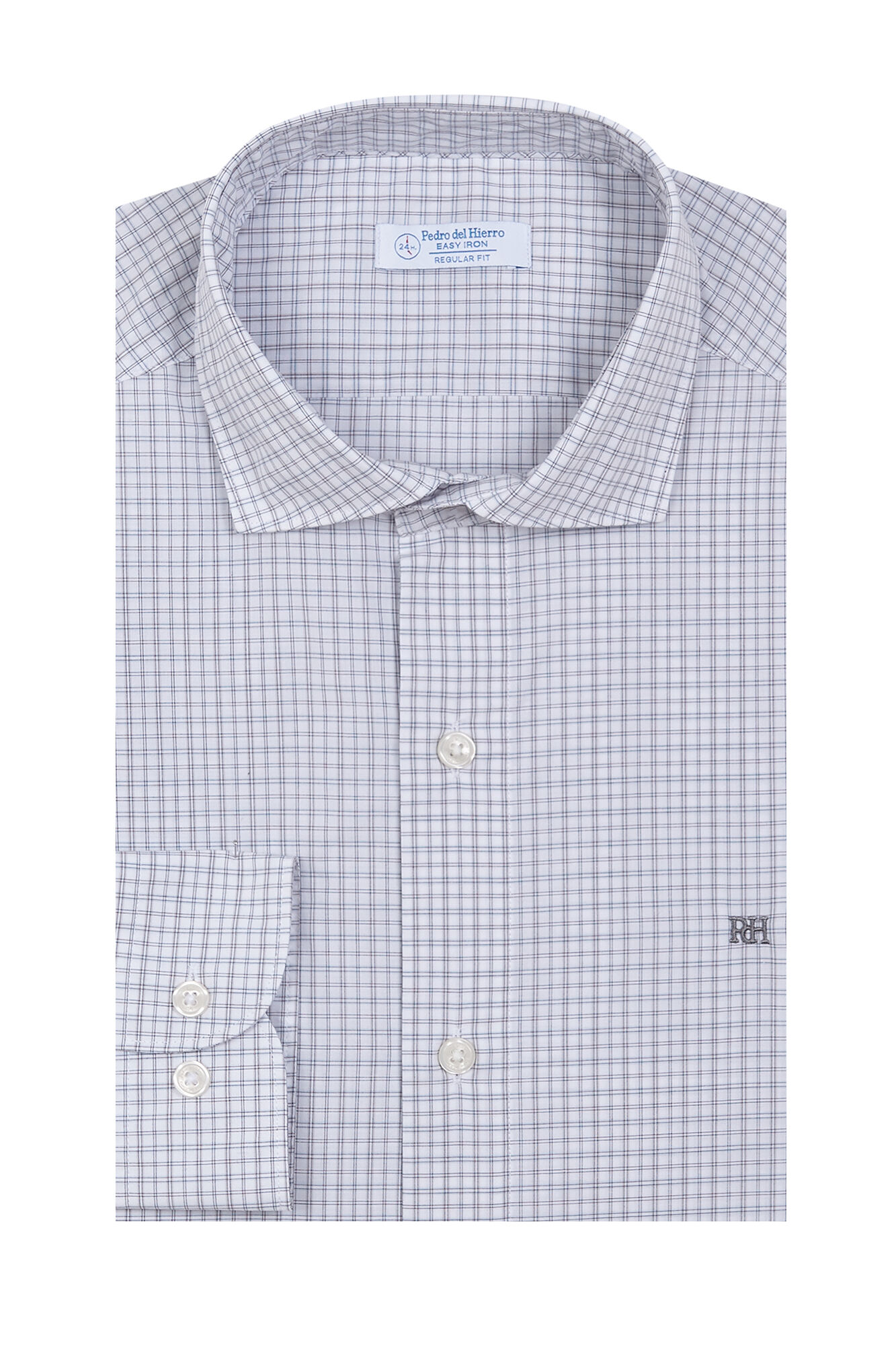Pedro del Hierro Plaid non-iron + anti-stain slim fit dress shirt Grey