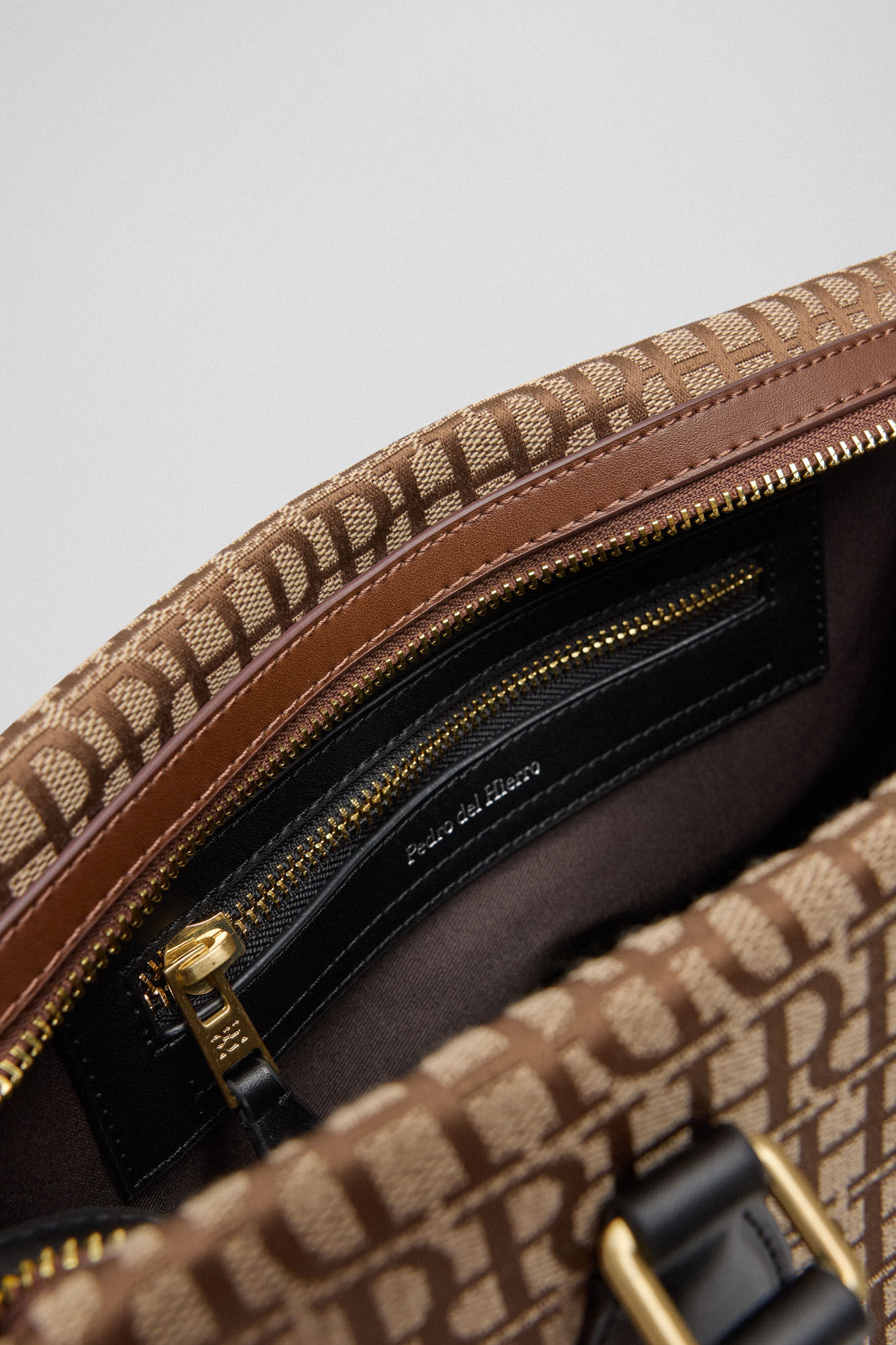 Pedro del Hierro jacquard tote com logo Marrom