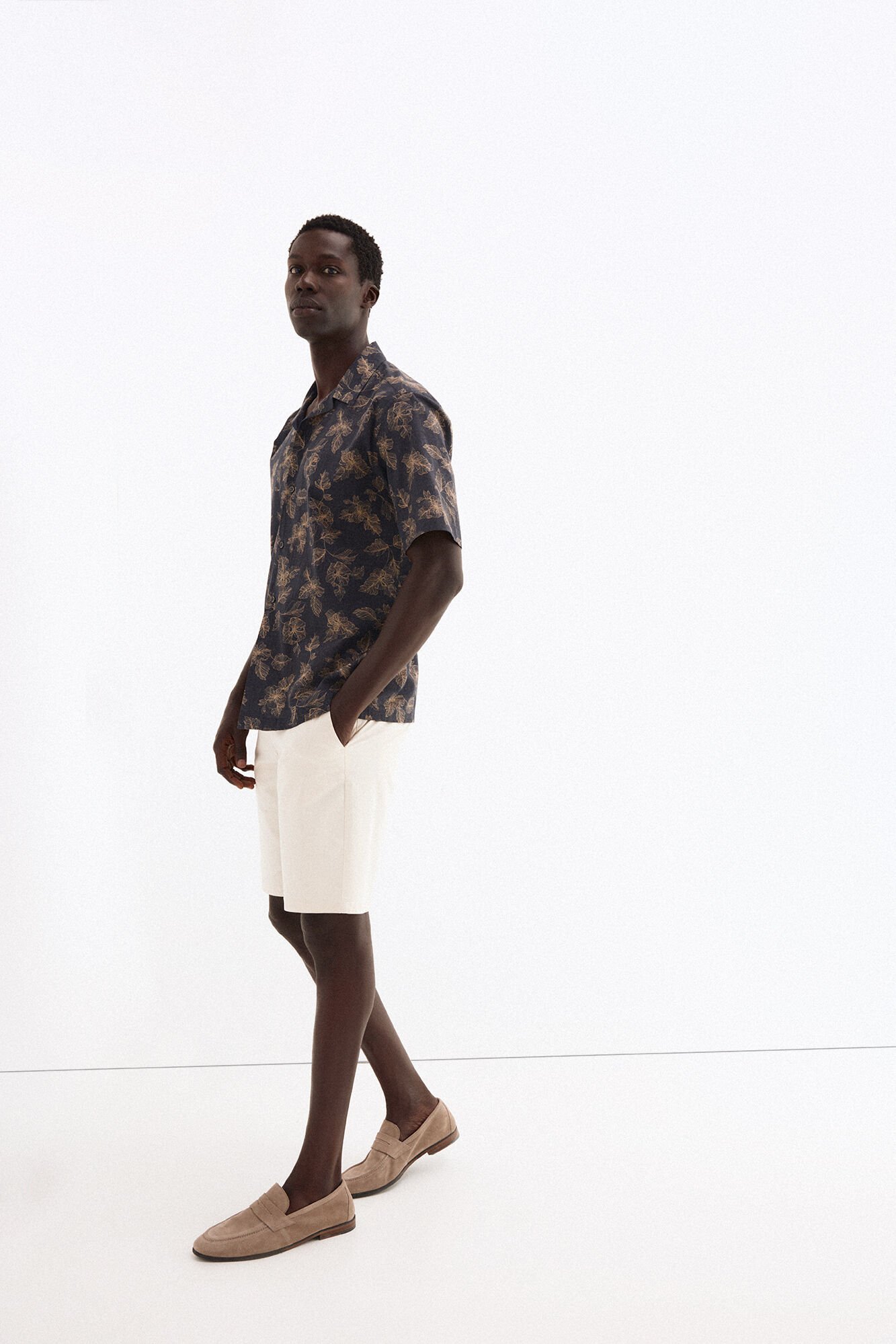 Pedro del Hierro Camisa estampada manga curta em tecido italiano