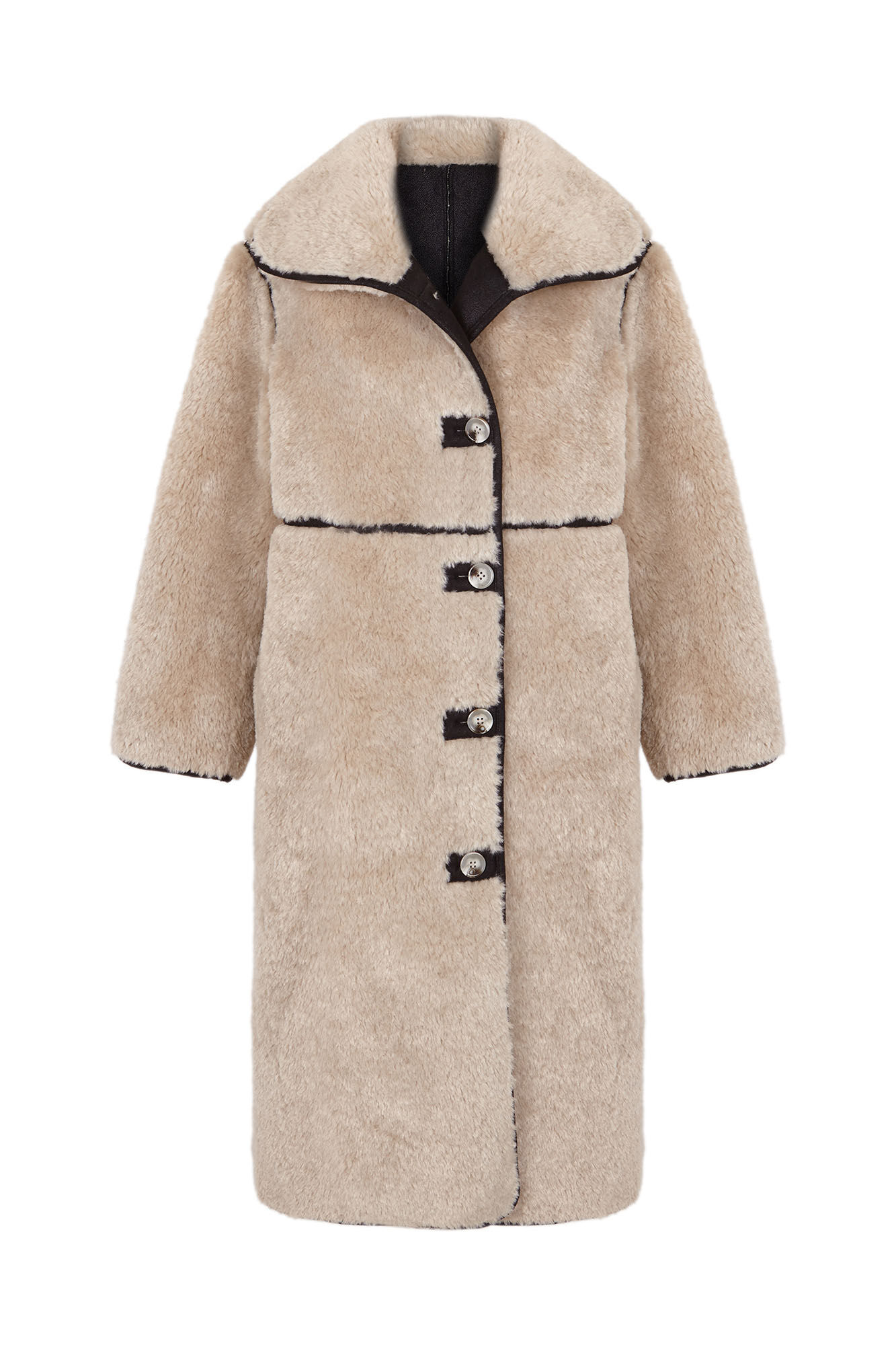 Pedro del Hierro Sobretudo com efeito de pele Ecru