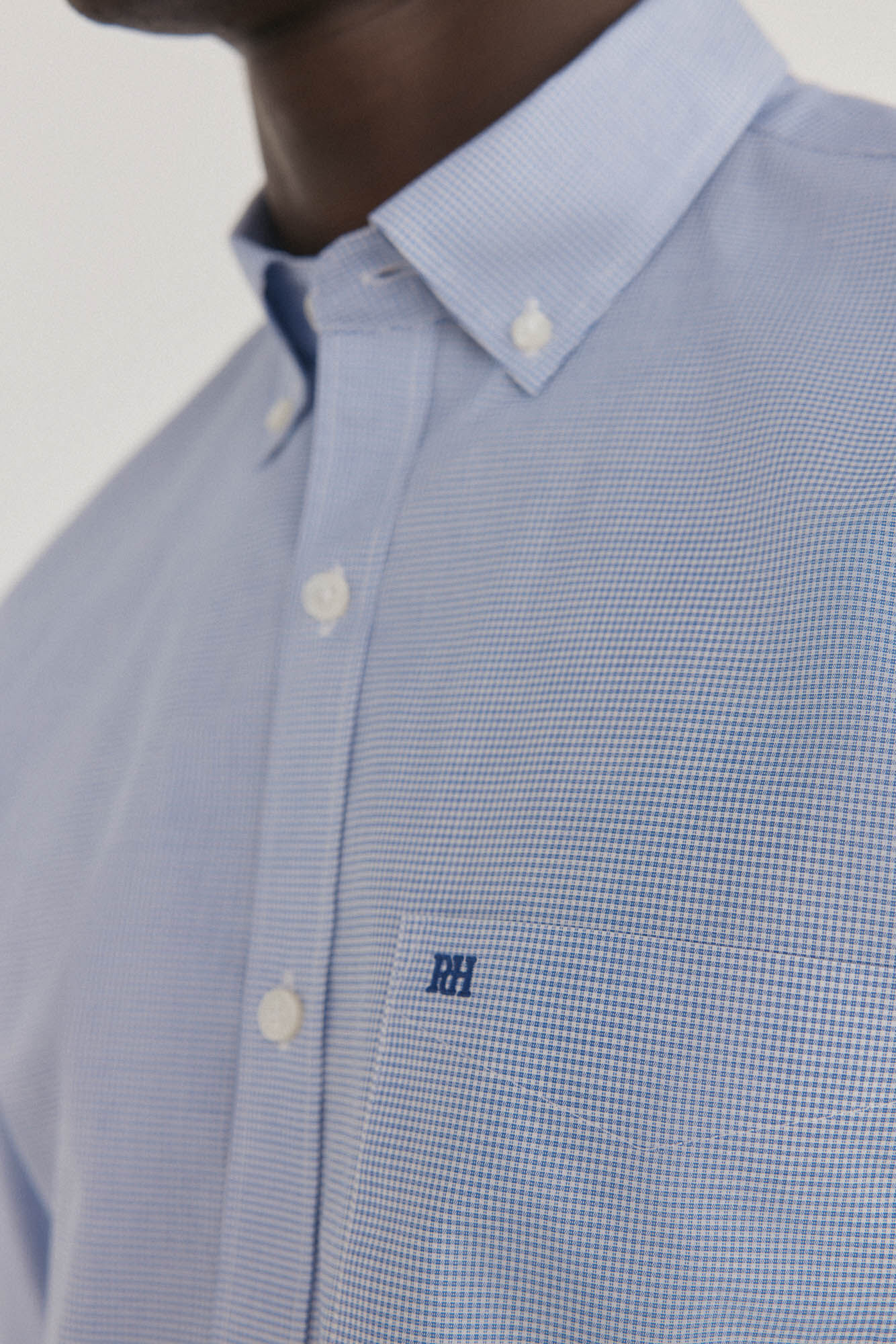 Pedro del Hierro Non-iron + stain-resistant plaid shirt Blue