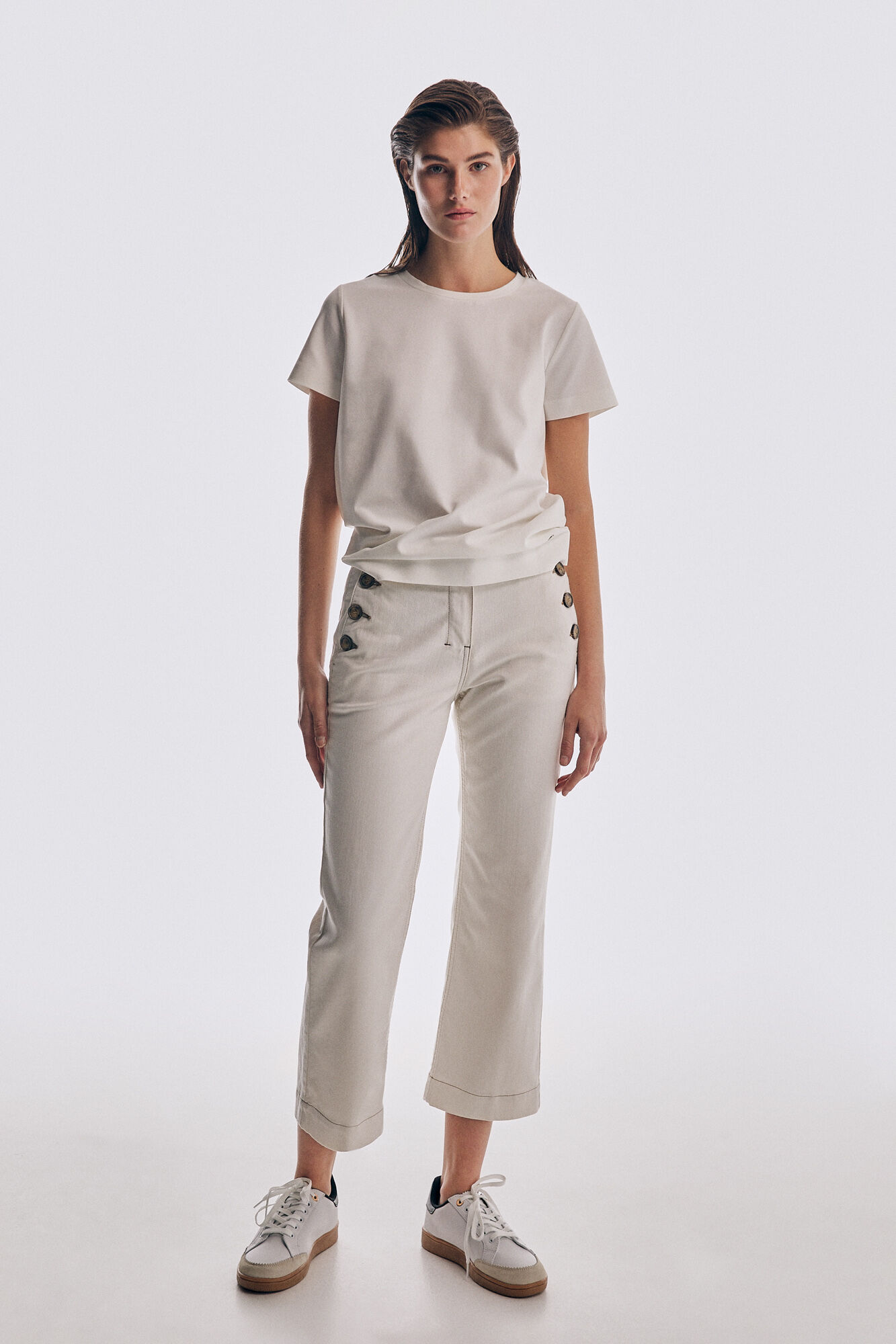 Pedro del Hierro Loose-fit elbow length sleeve T-shirt Beige