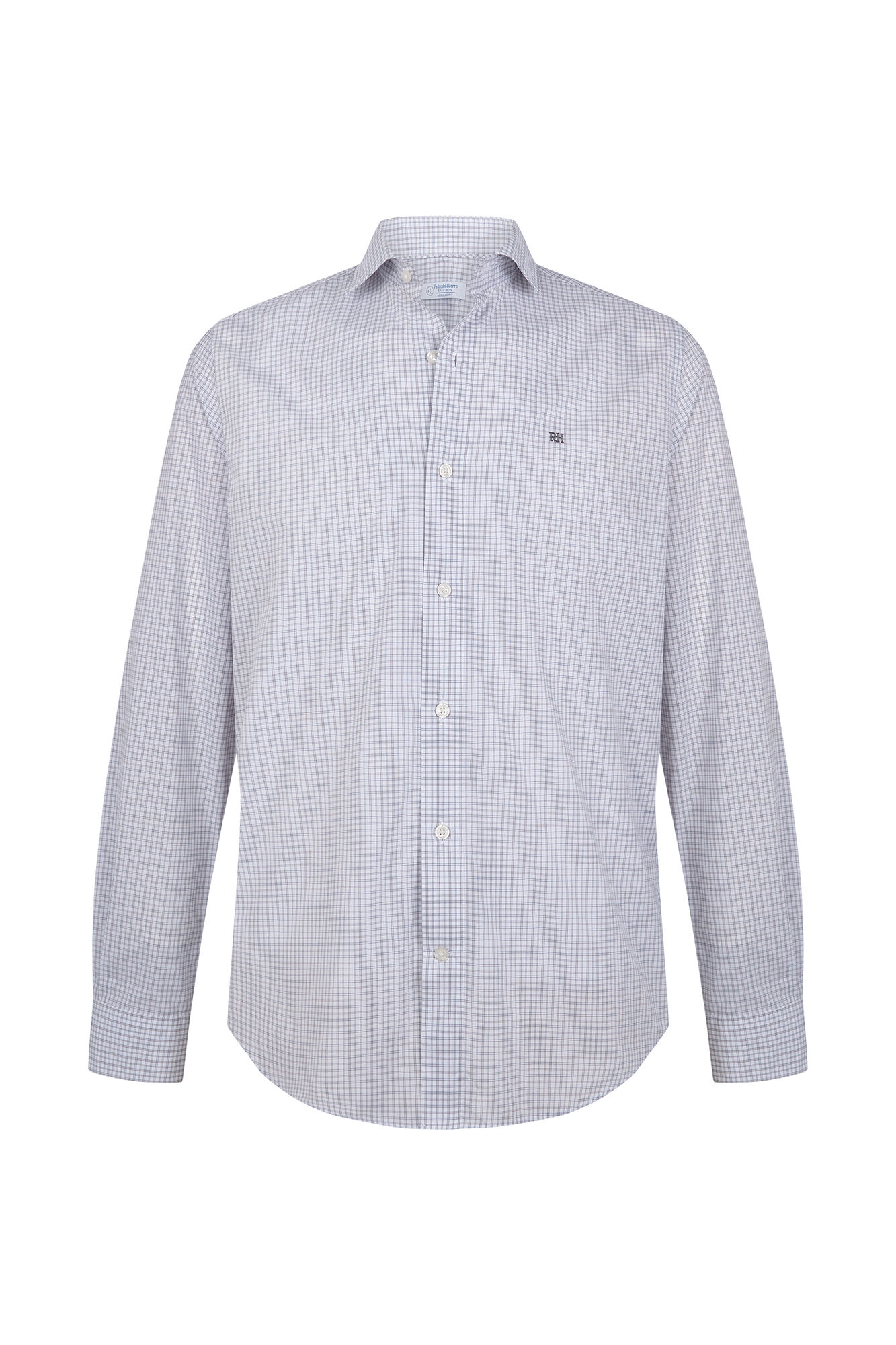 Pedro del Hierro Plaid non-iron + anti-stain slim fit dress shirt Grey