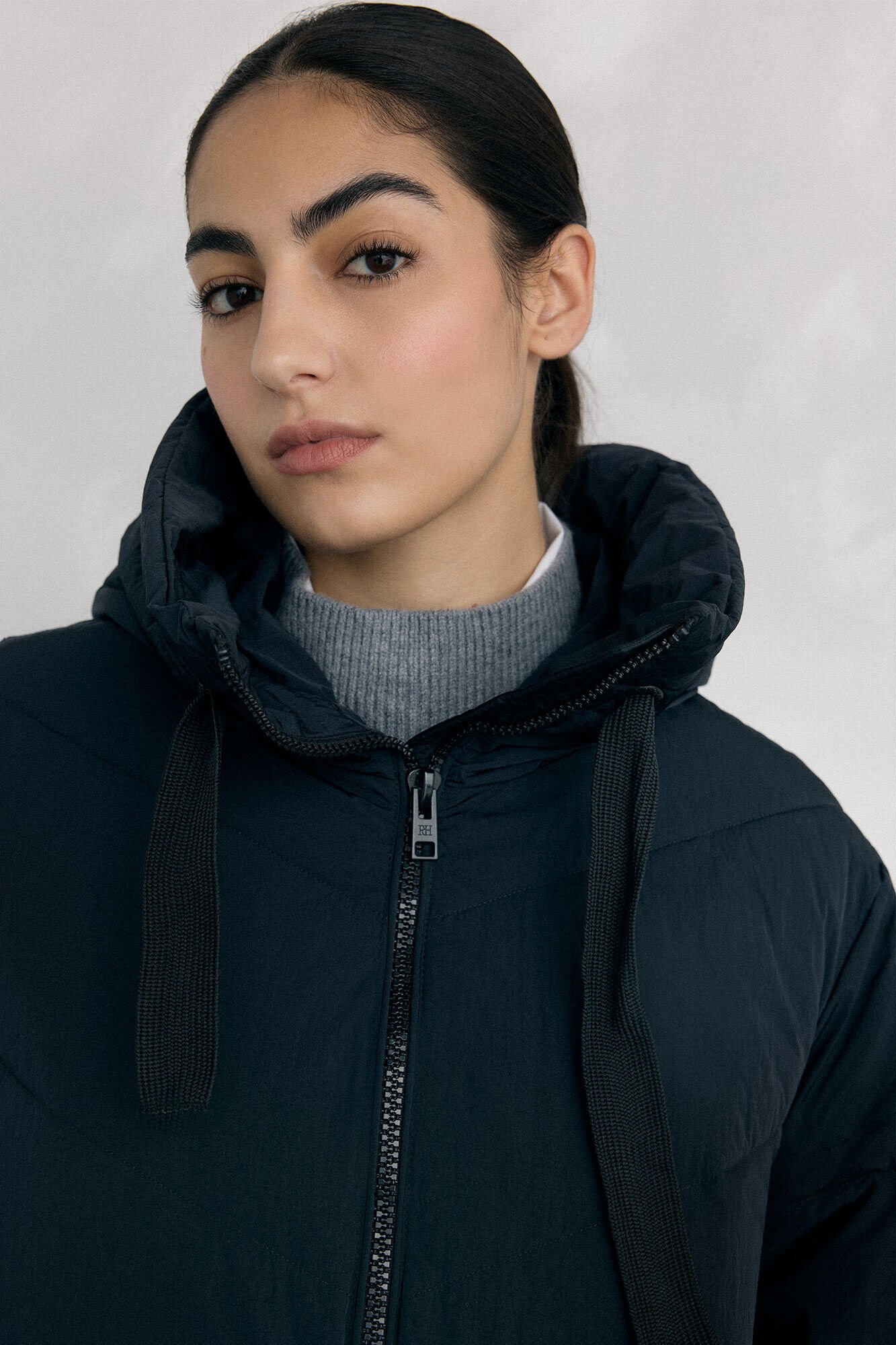 Pedro del Hierro Parka comprida capuz Preto