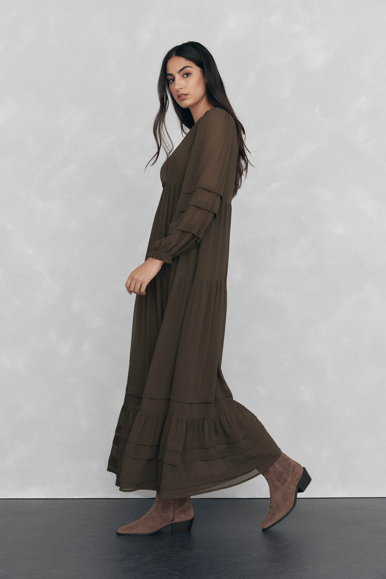 Pedro del Hierro Long dress with drawstring detail Green