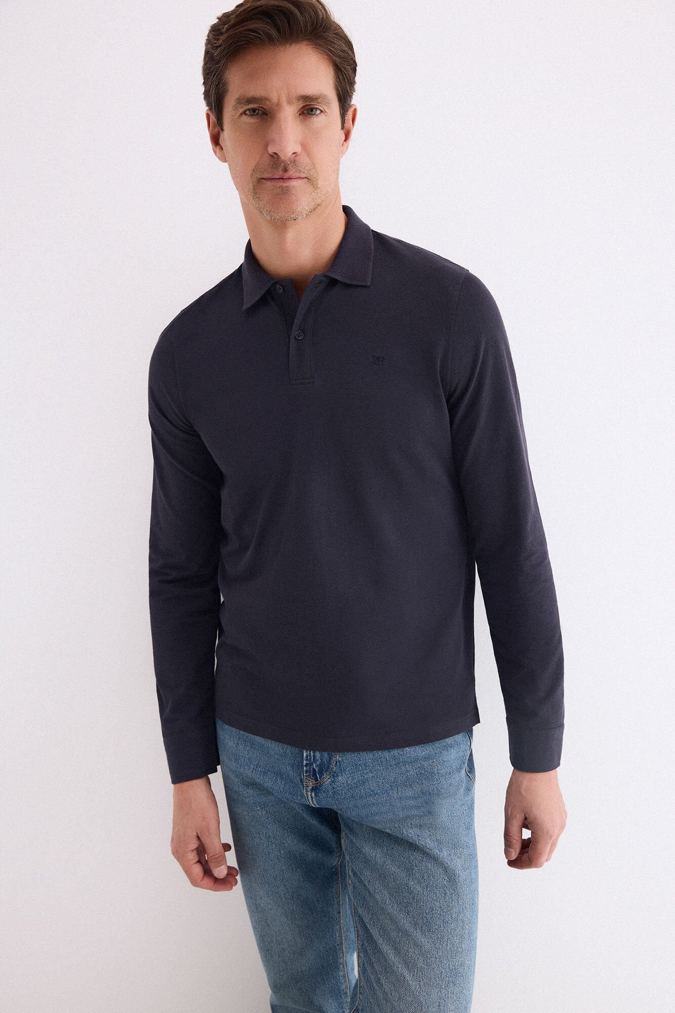Pedro del Hierro Long sleeve polo shirt Blue