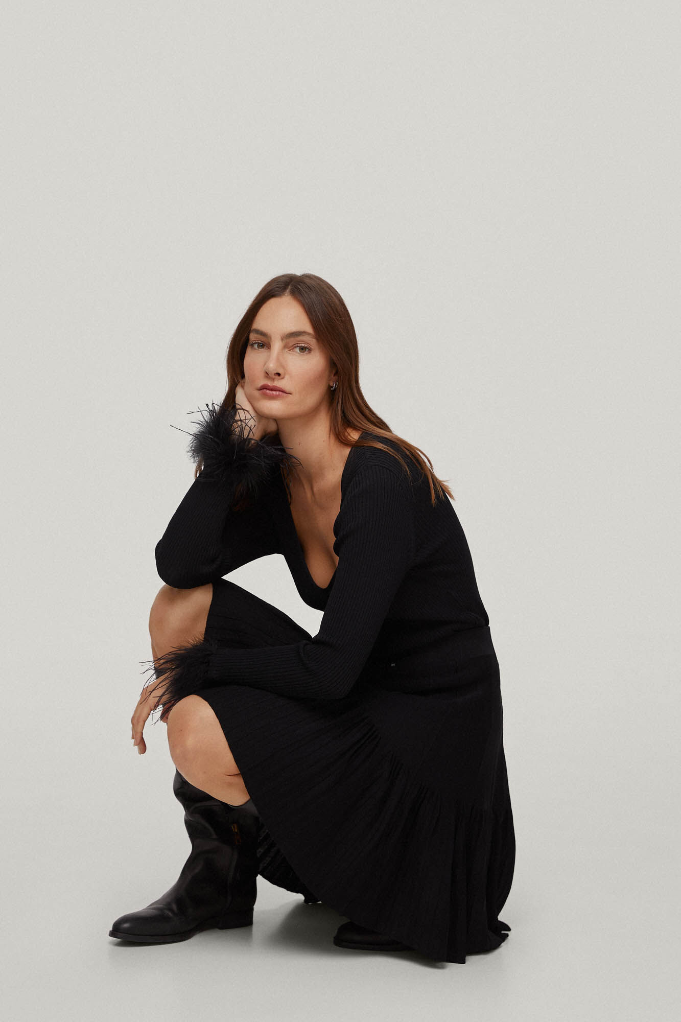 Pedro del Hierro Mini falda plisada Negro