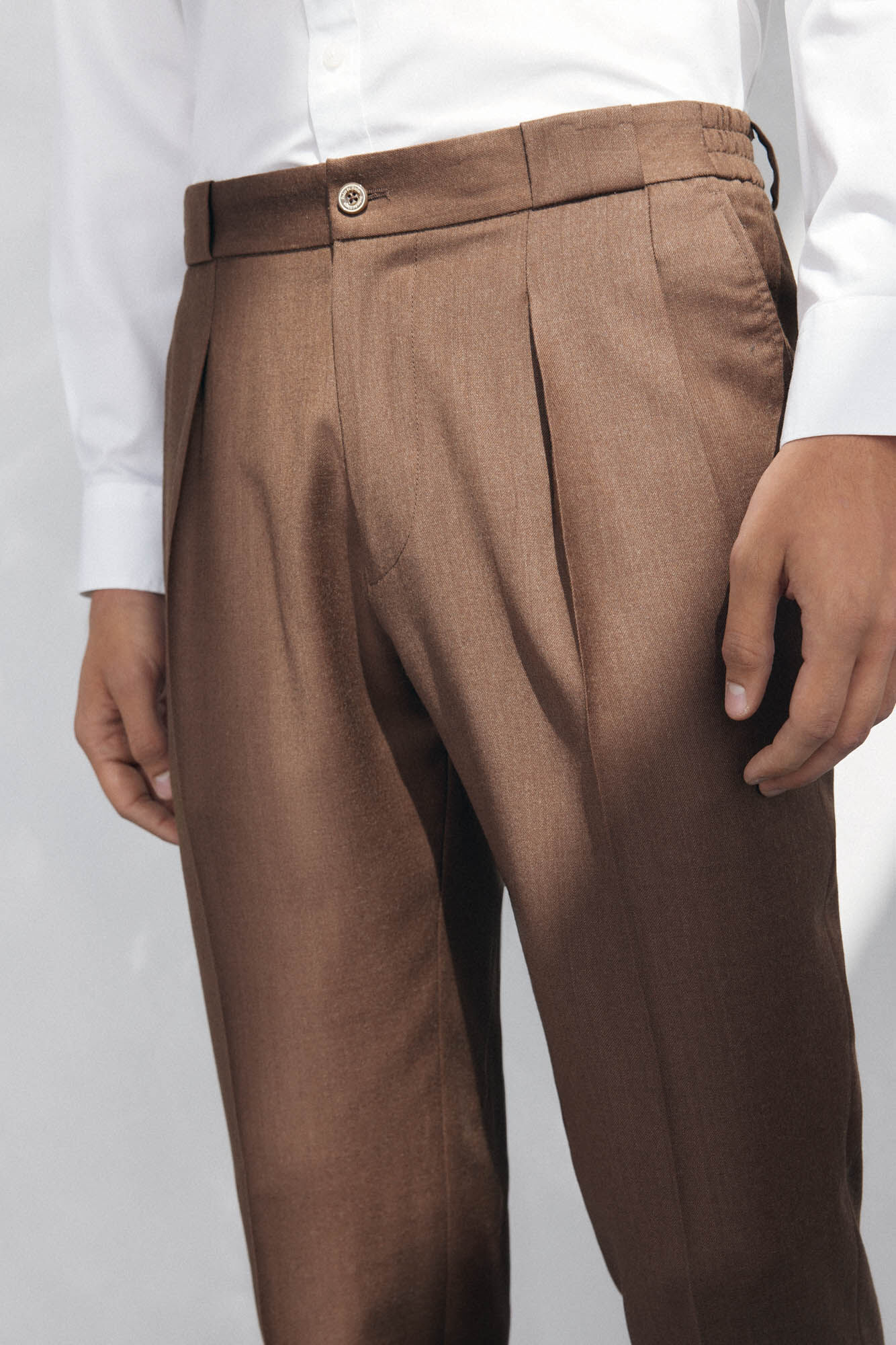 Pedro del Hierro Regular fit darted chino trousers Brown