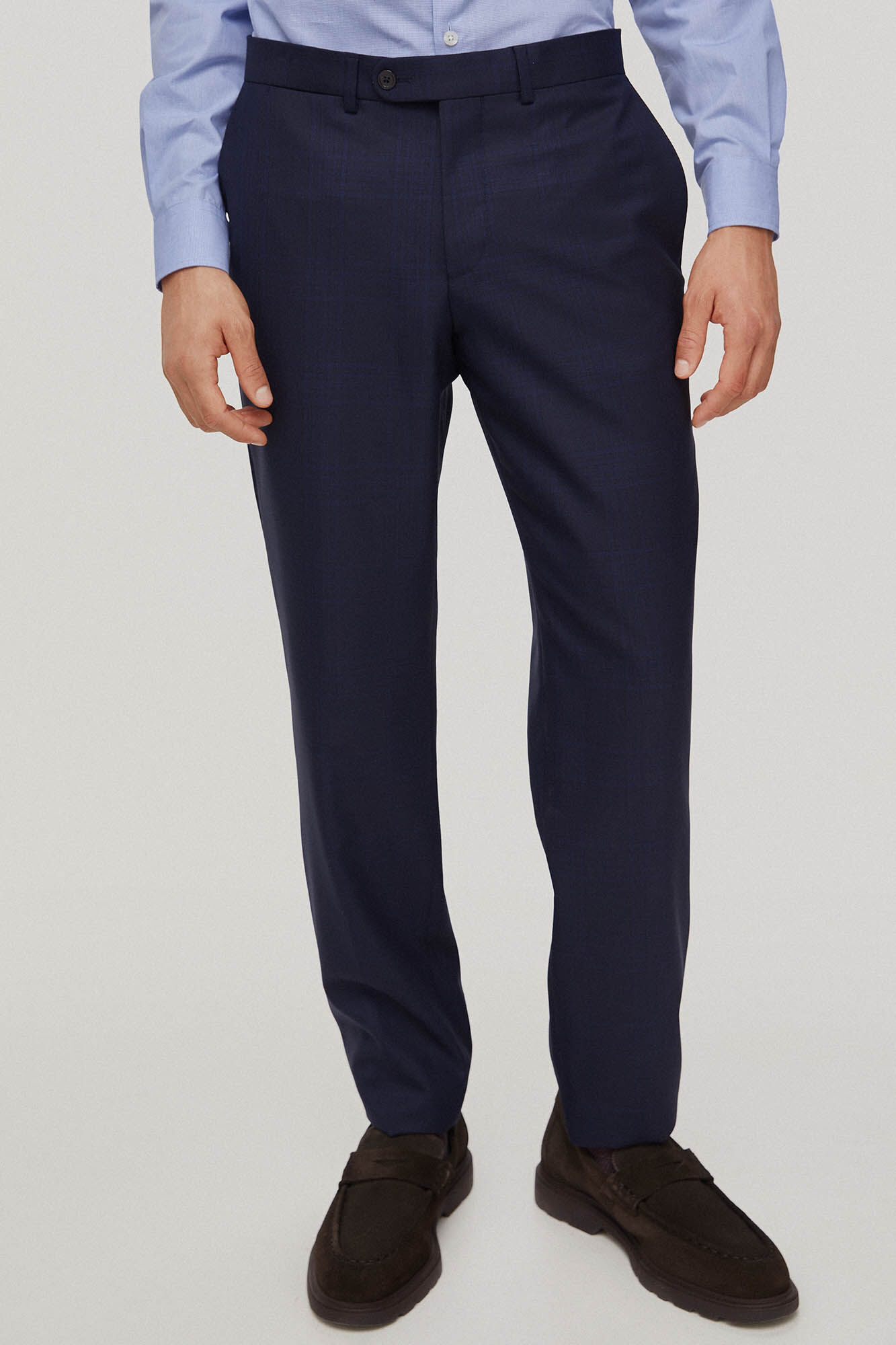 Pedro del Hierro Pantal&oacute;n traje cuadro gales en slim fit Azul