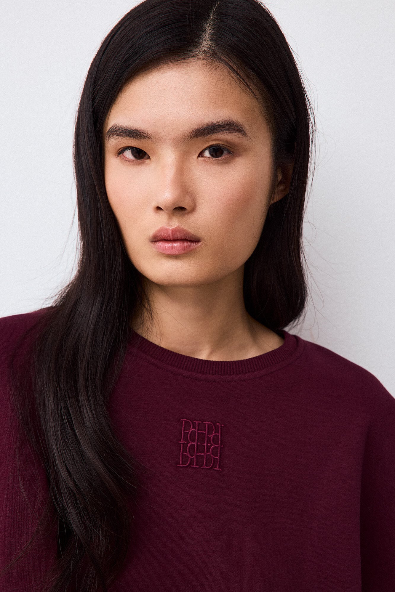 Pedro del Hierro Loose round neck sweatshirt Burgundy